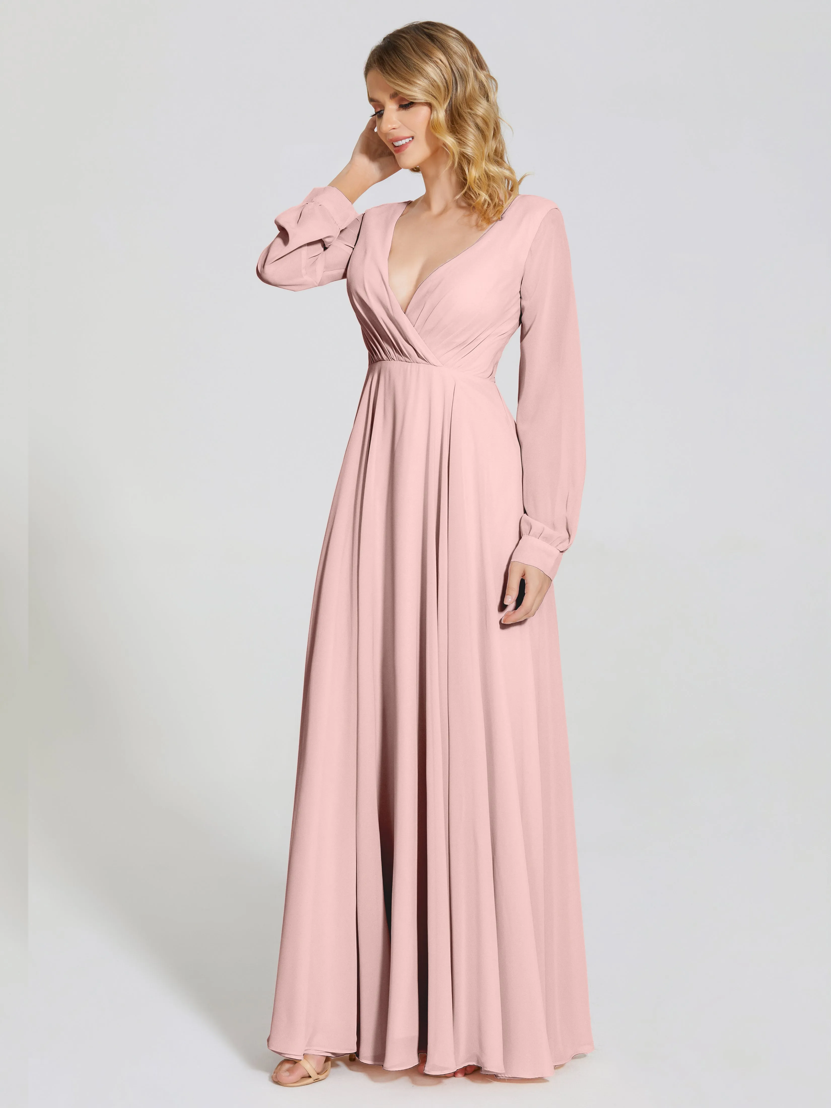 Raegan Simple Long Sleeves Chiffon Mother of the Bride Dress