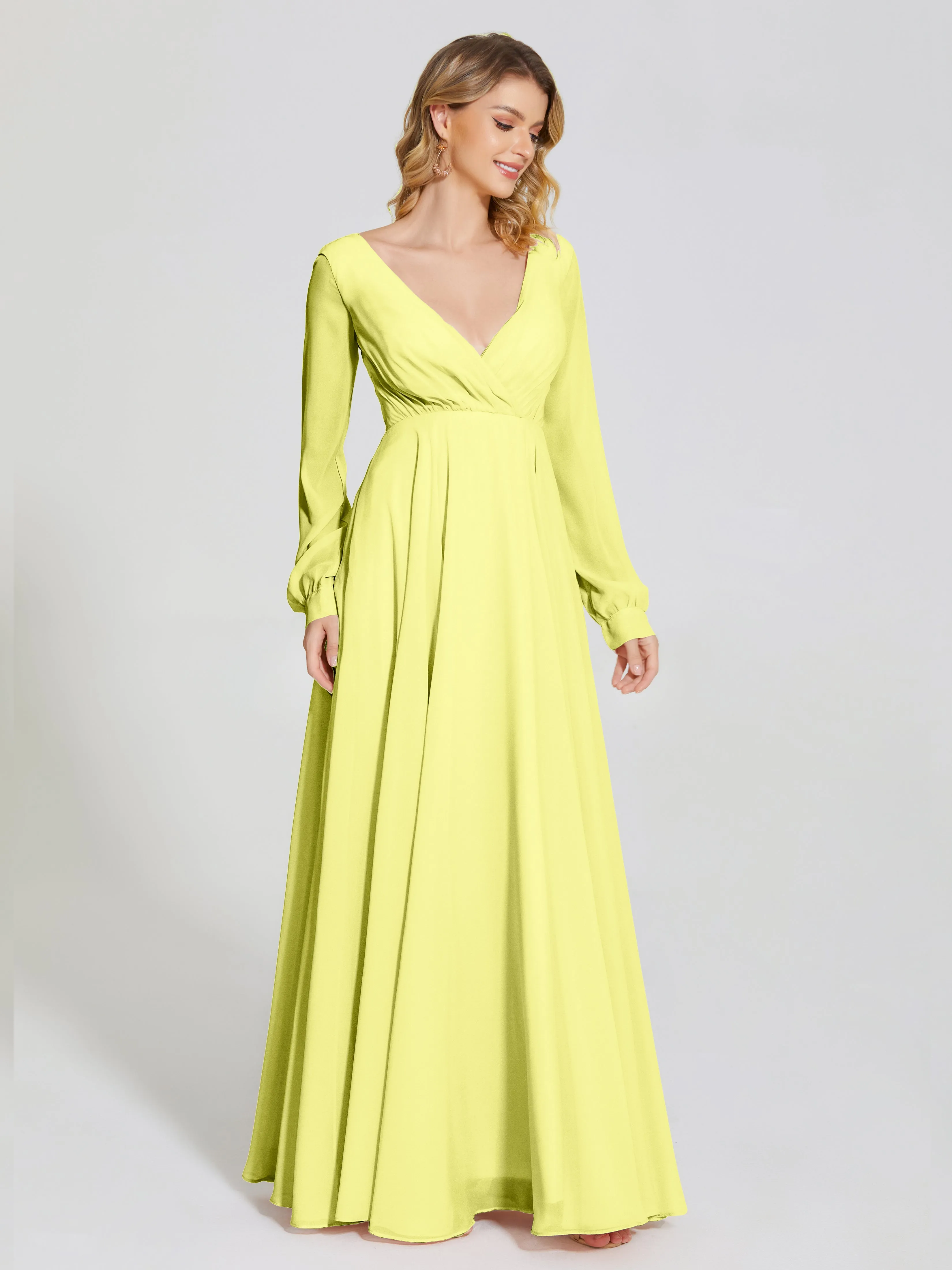 Raegan Simple Long Sleeves Chiffon Mother of the Bride Dress