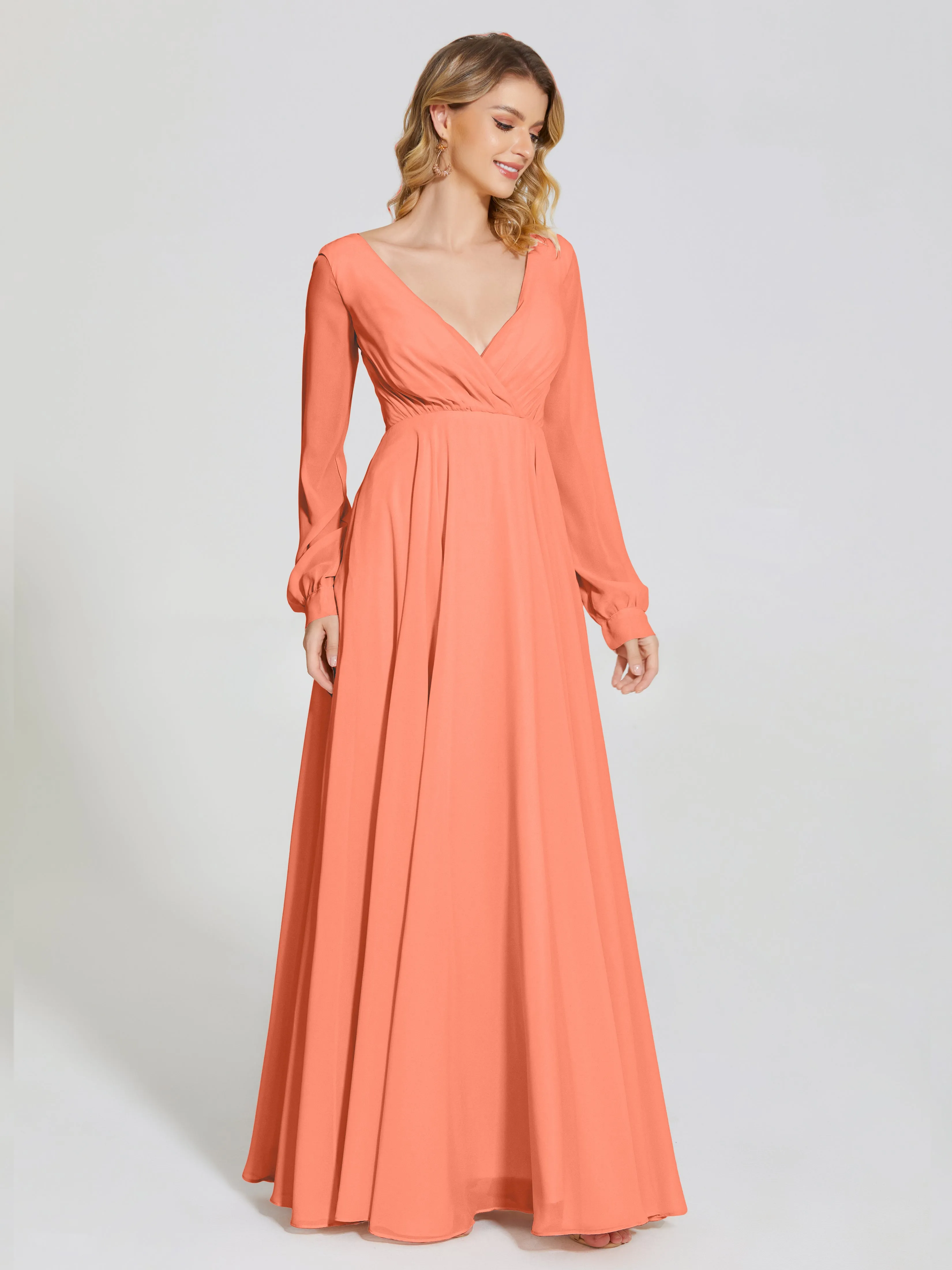 Raegan Simple Long Sleeves Chiffon Mother of the Bride Dress