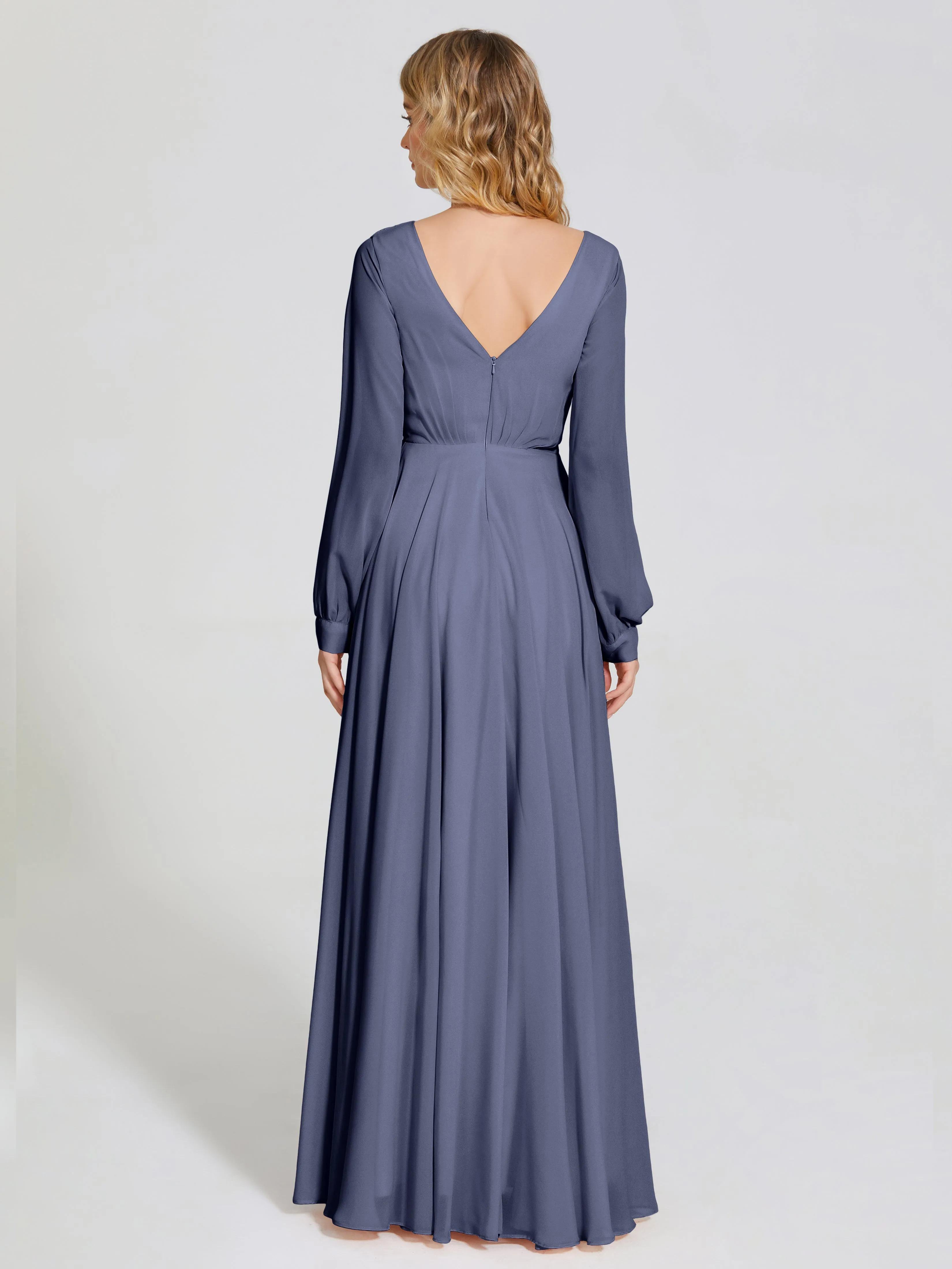 Raegan Simple Long Sleeves Chiffon Mother of the Bride Dress