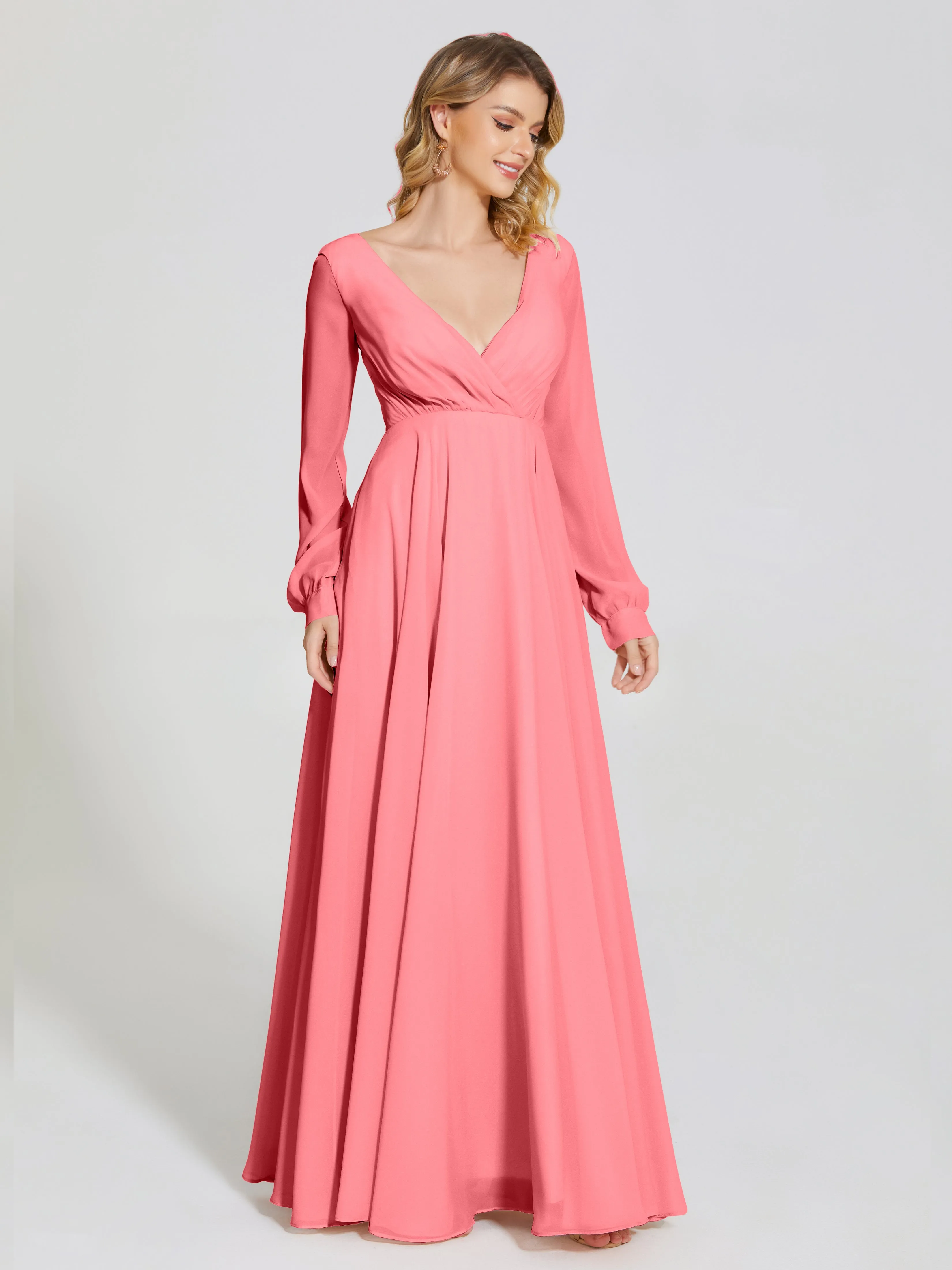 Raegan Simple Long Sleeves Chiffon Mother of the Bride Dress