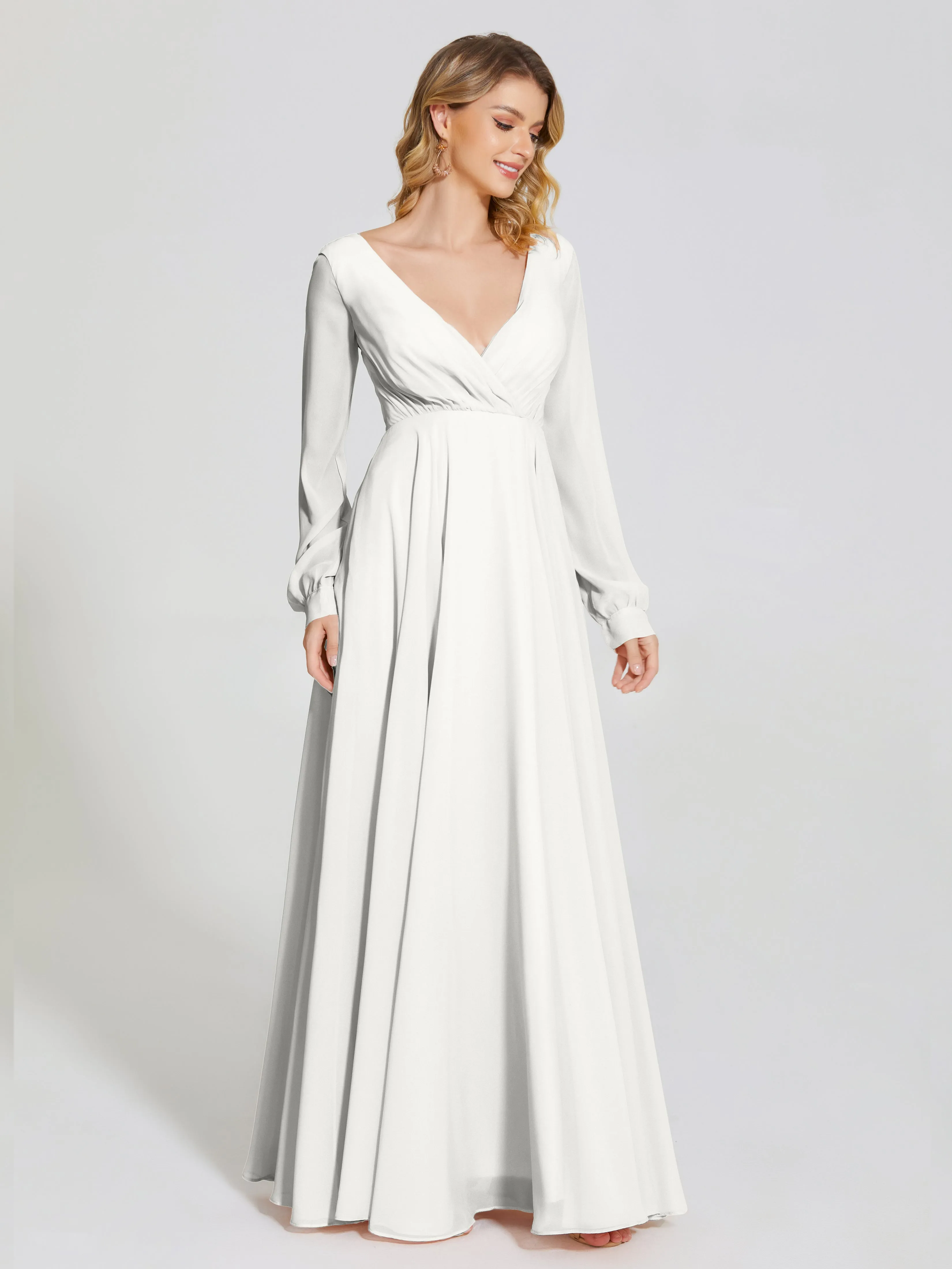 Raegan Simple Long Sleeves Chiffon Mother of the Bride Dress