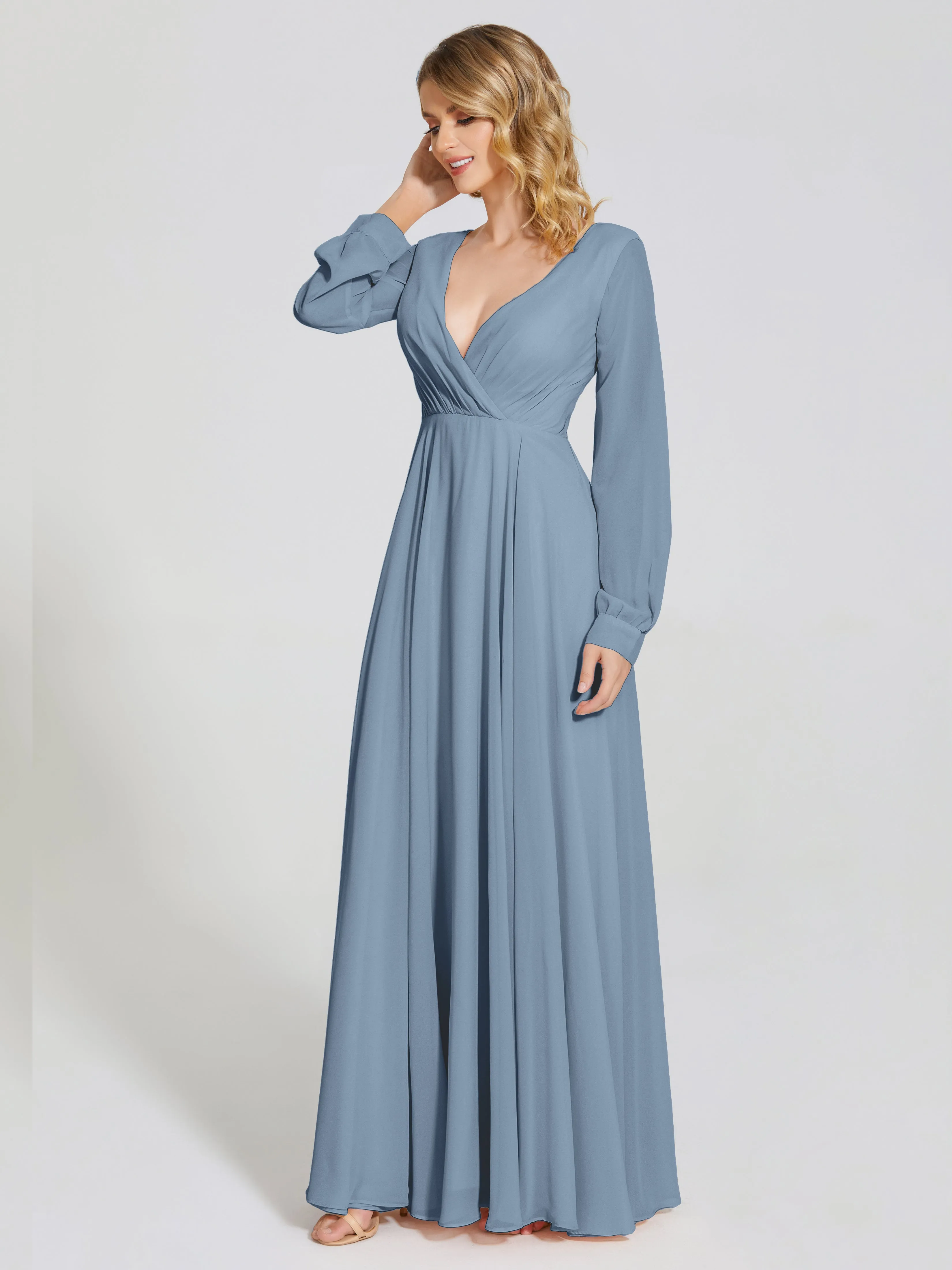 Raegan Simple Long Sleeves Chiffon Mother of the Bride Dress