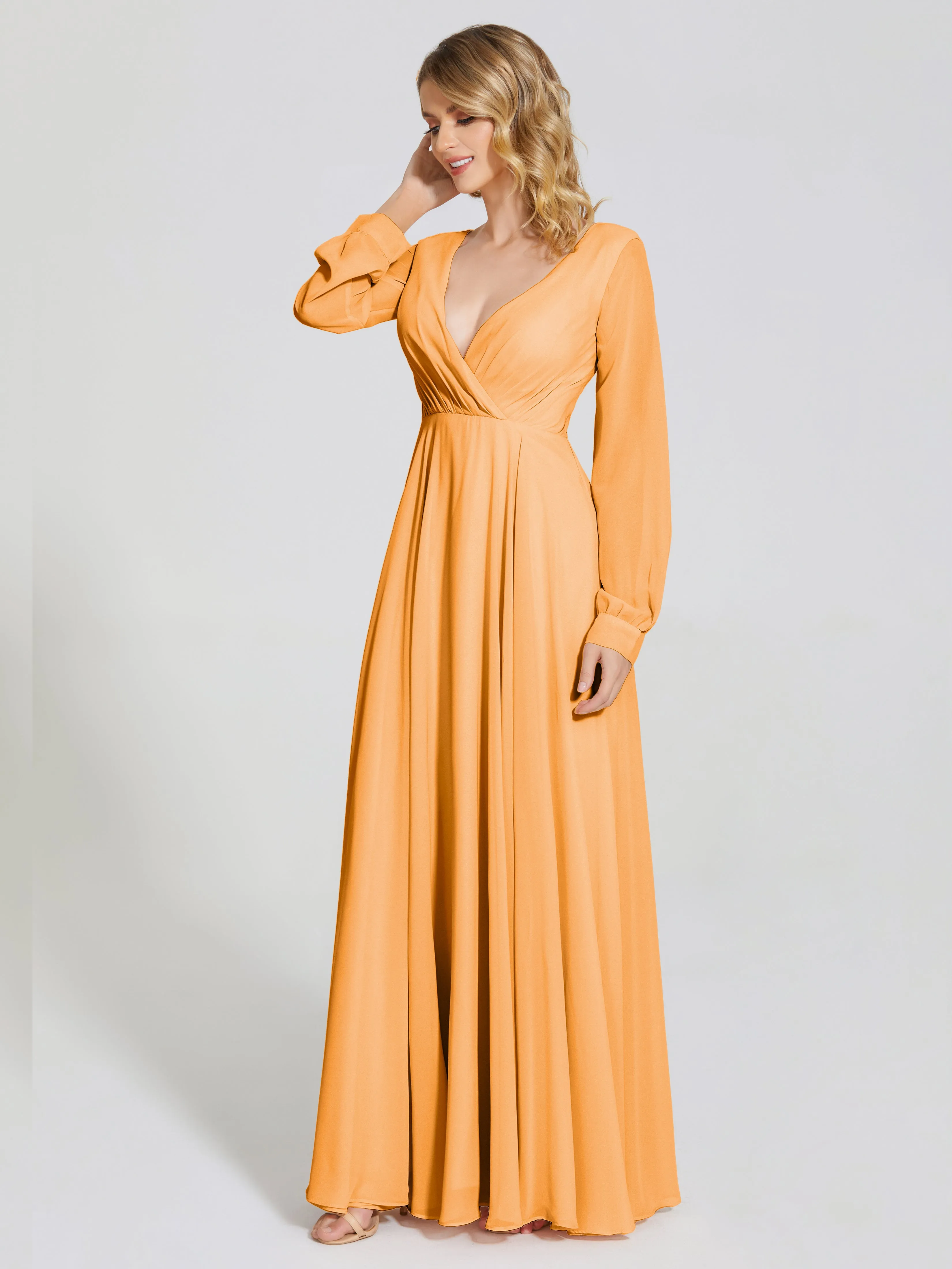 Raegan Simple Long Sleeves Chiffon Mother of the Bride Dress