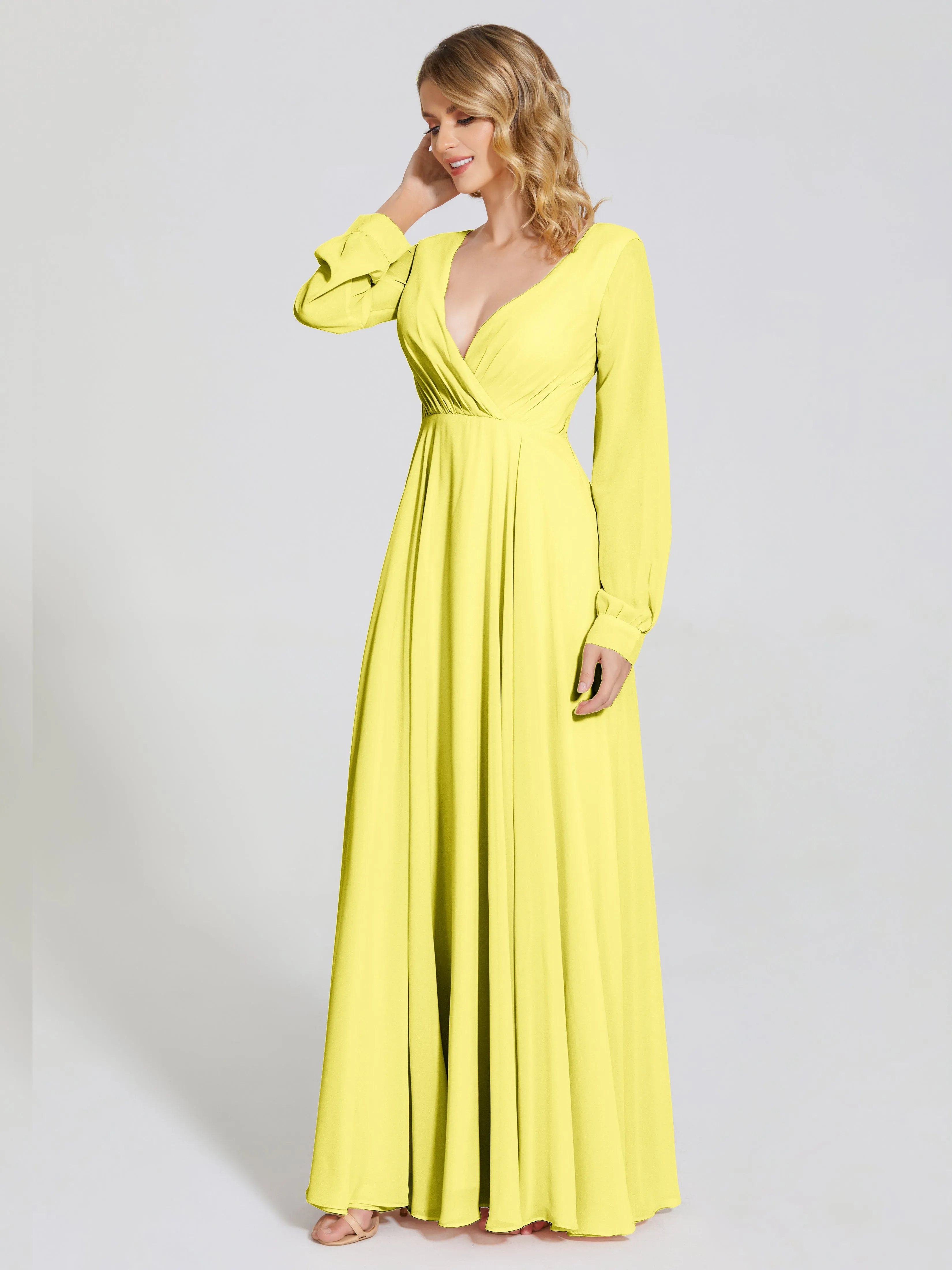 Raegan Simple Long Sleeves Chiffon Mother of the Bride Dress