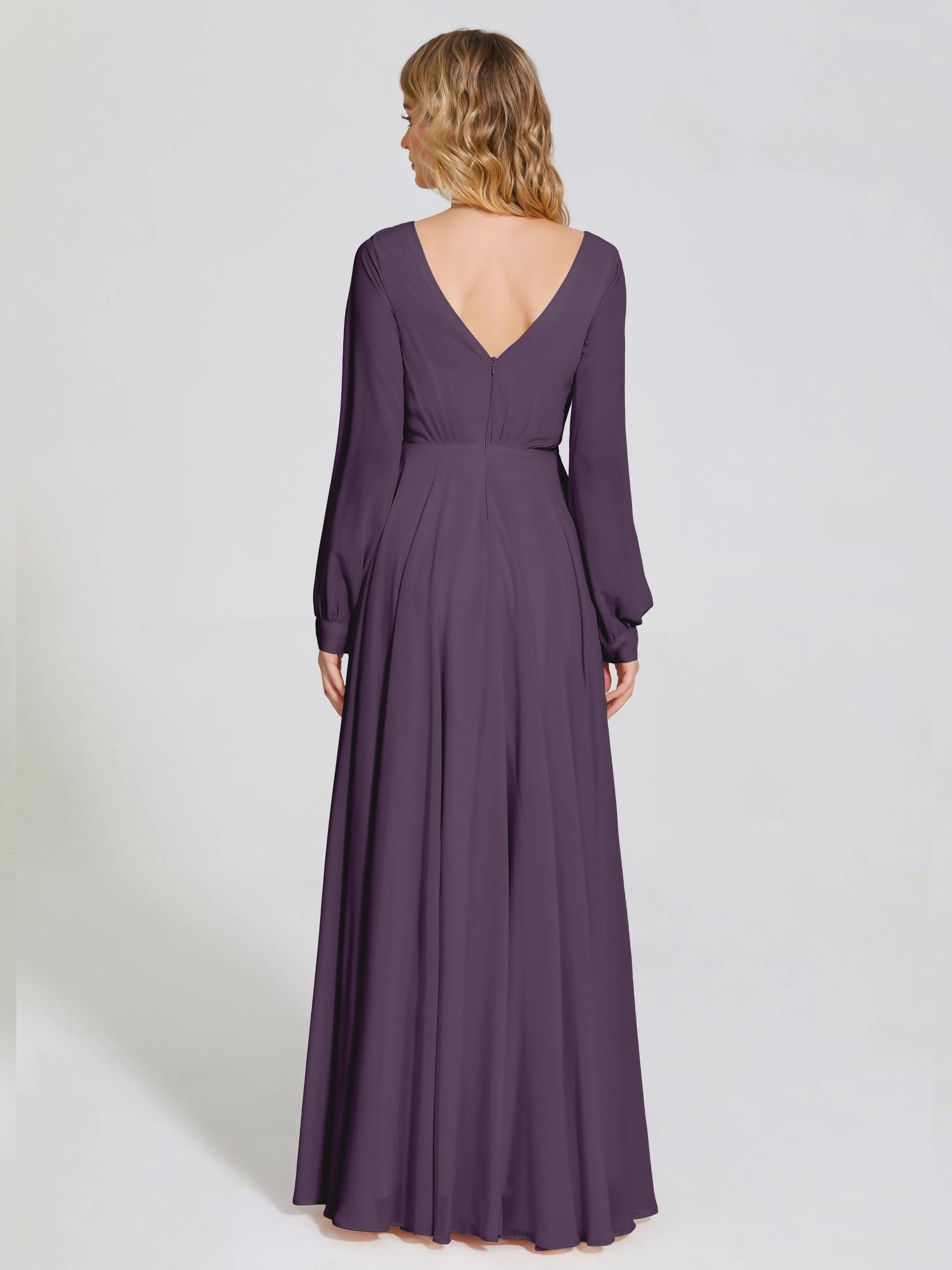 Raegan Simple Long Sleeves Chiffon Mother of the Bride Dress