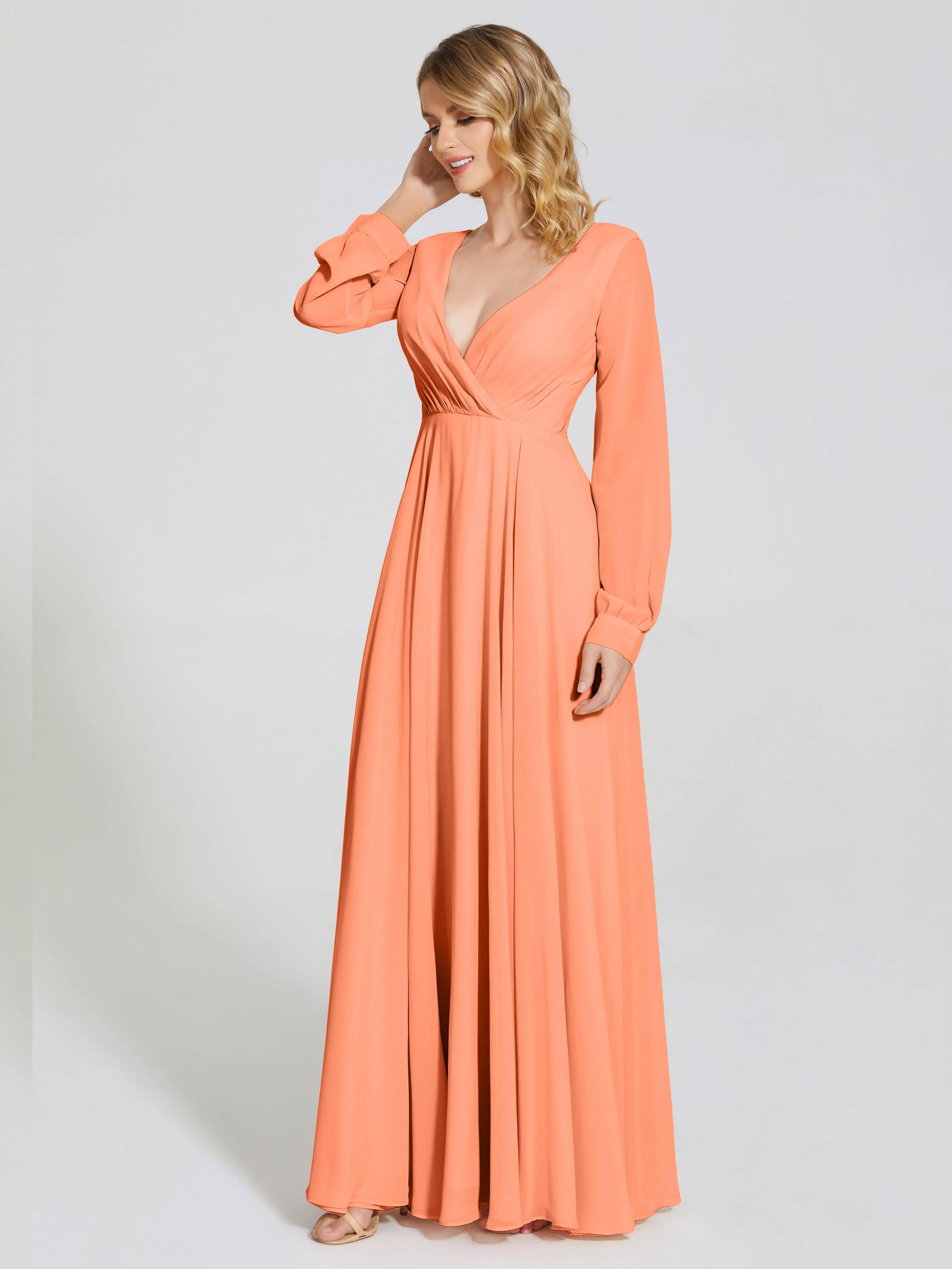 Raegan Simple Long Sleeves Chiffon Mother of the Bride Dress