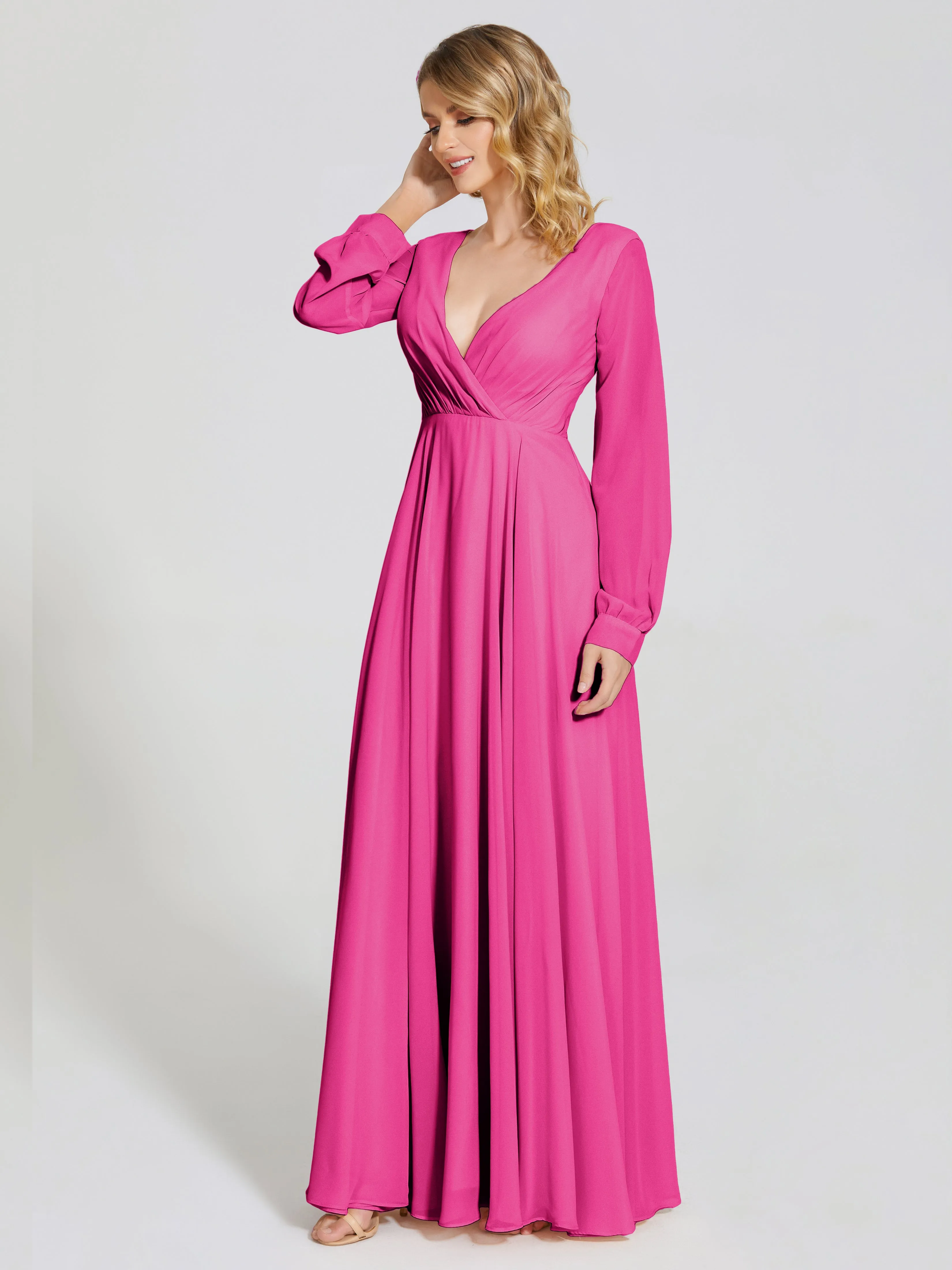 Raegan Simple Long Sleeves Chiffon Mother of the Bride Dress