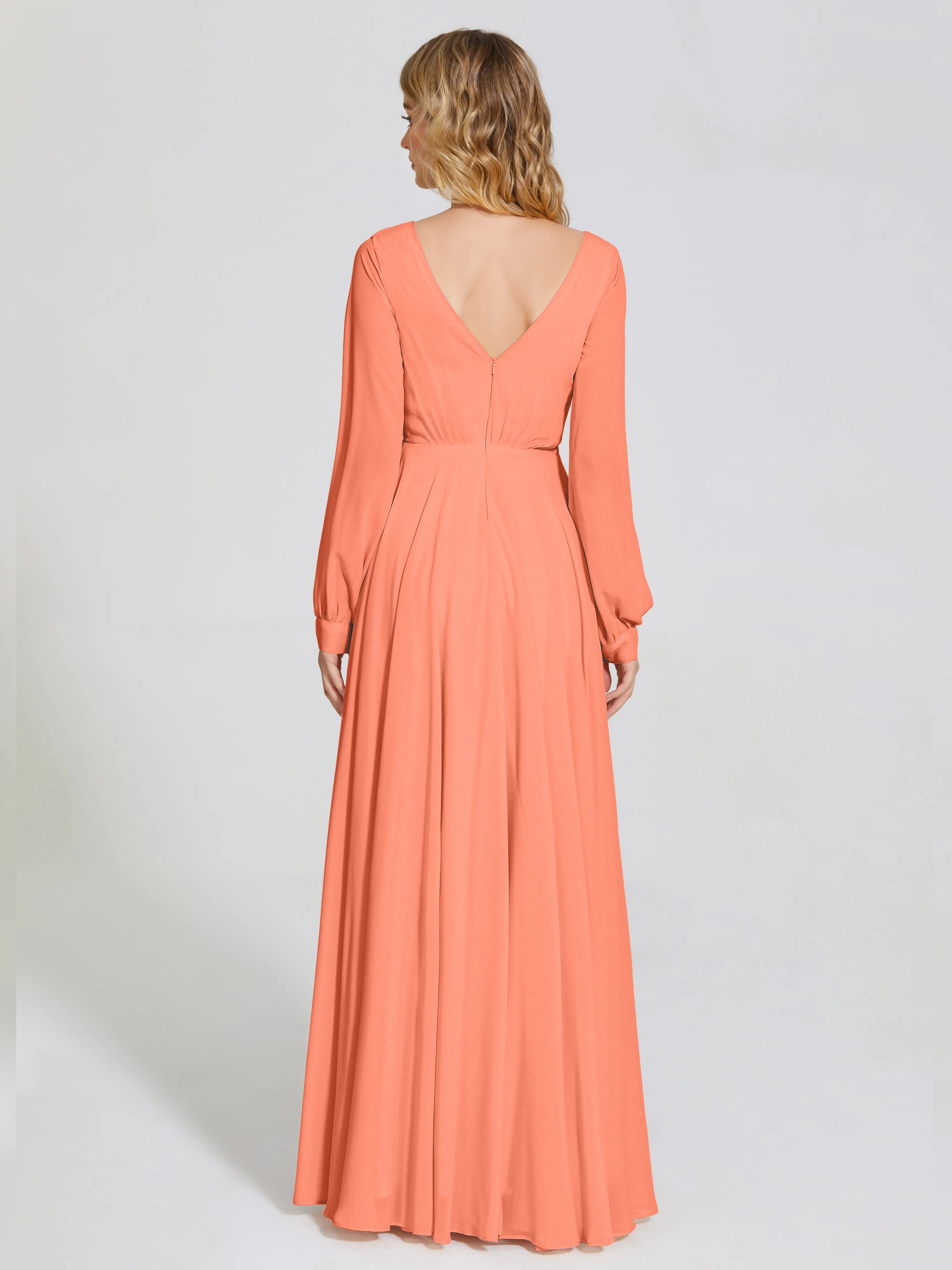 Raegan Simple Long Sleeves Chiffon Mother of the Bride Dress