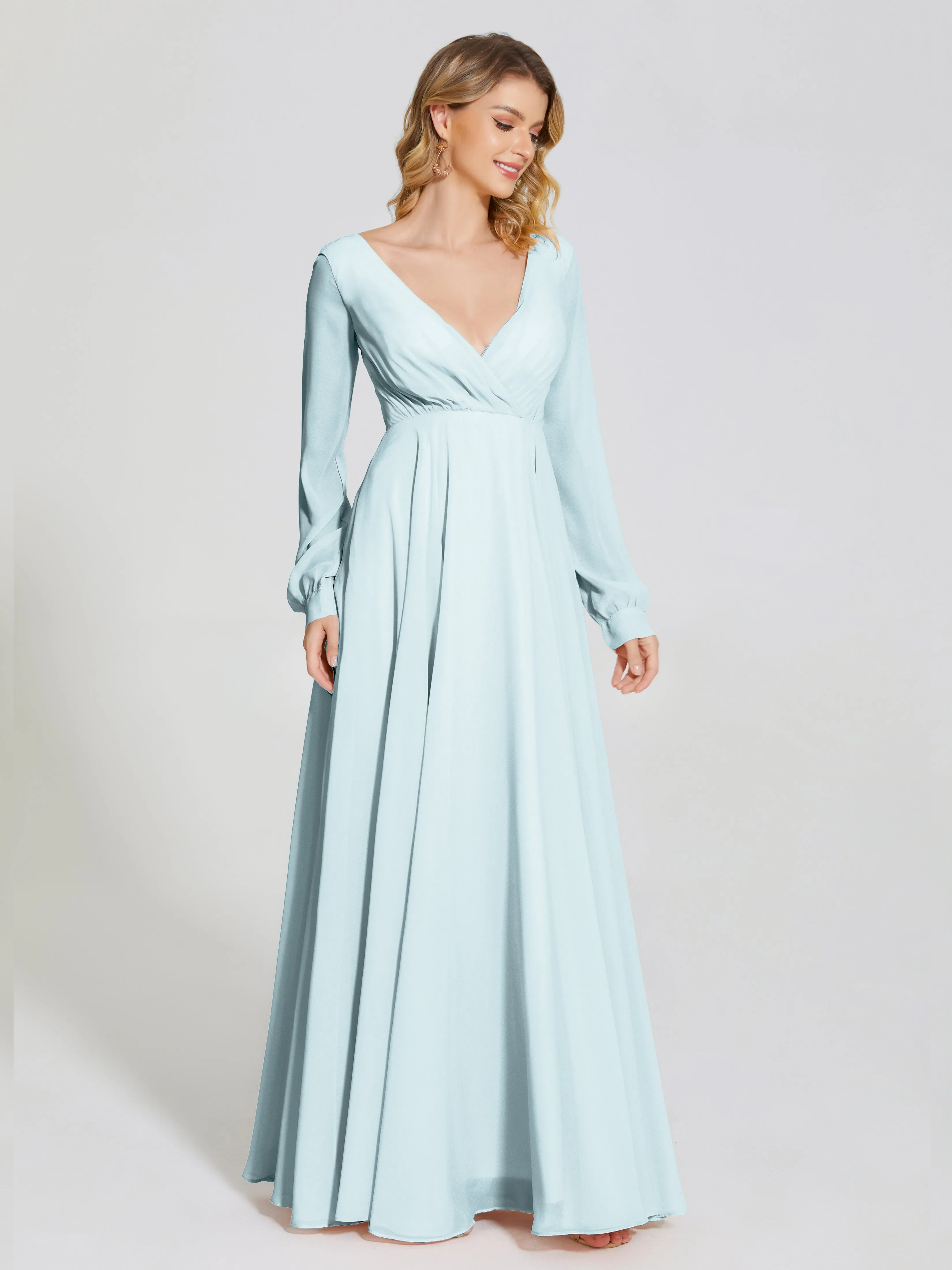 Raegan Simple Long Sleeves Chiffon Mother of the Bride Dress