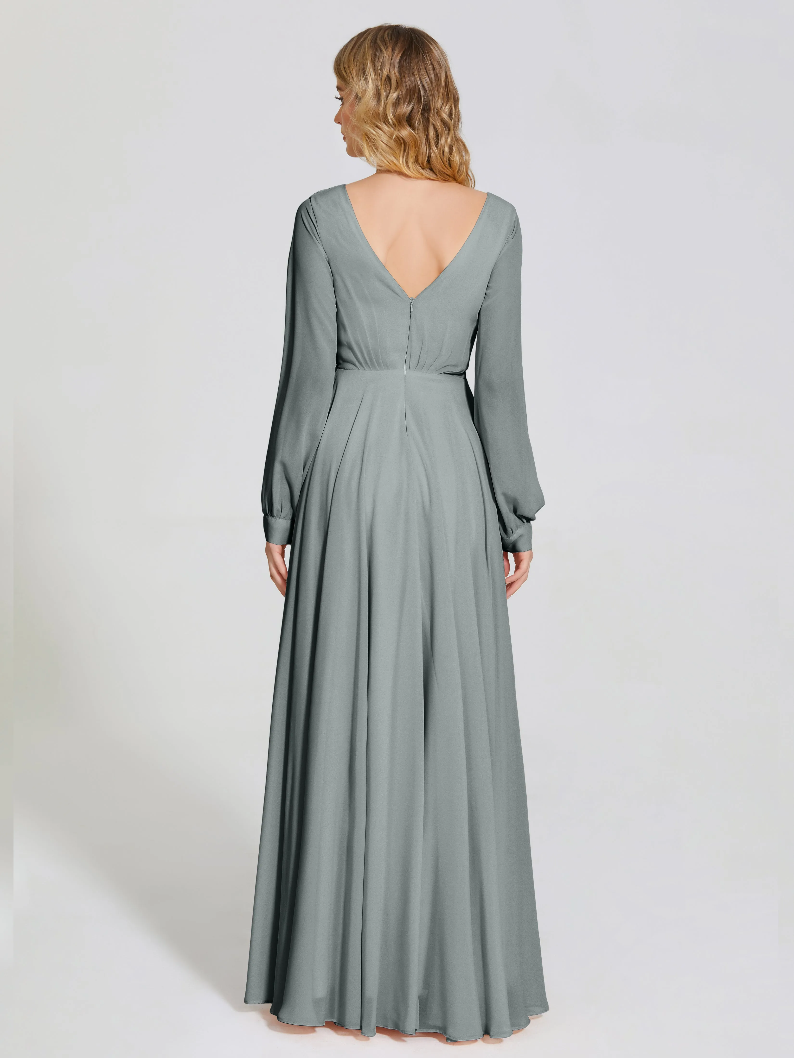 Raegan Simple Long Sleeves Chiffon Mother of the Bride Dress