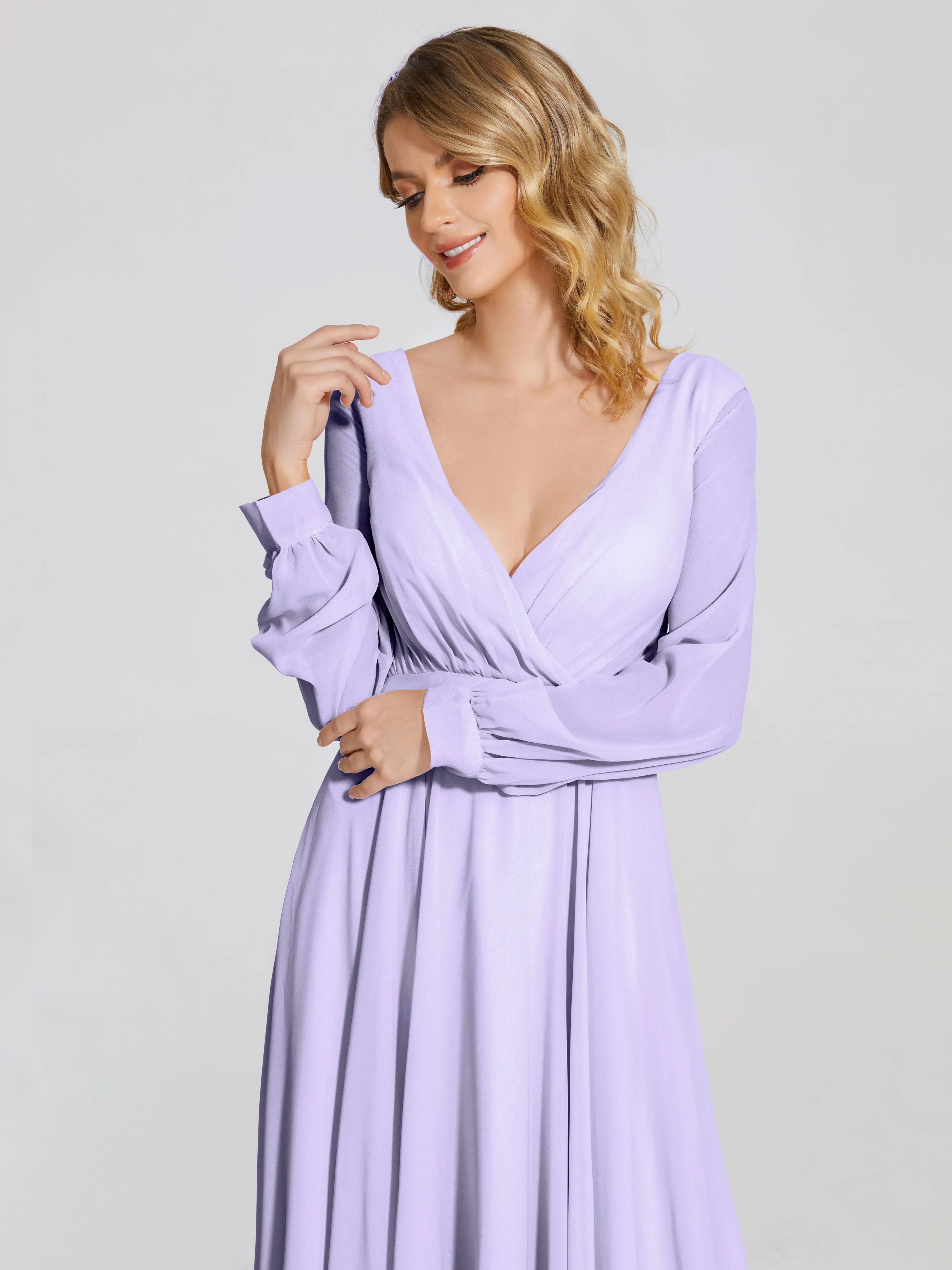 Raegan Simple Long Sleeves Chiffon Mother of the Bride Dress