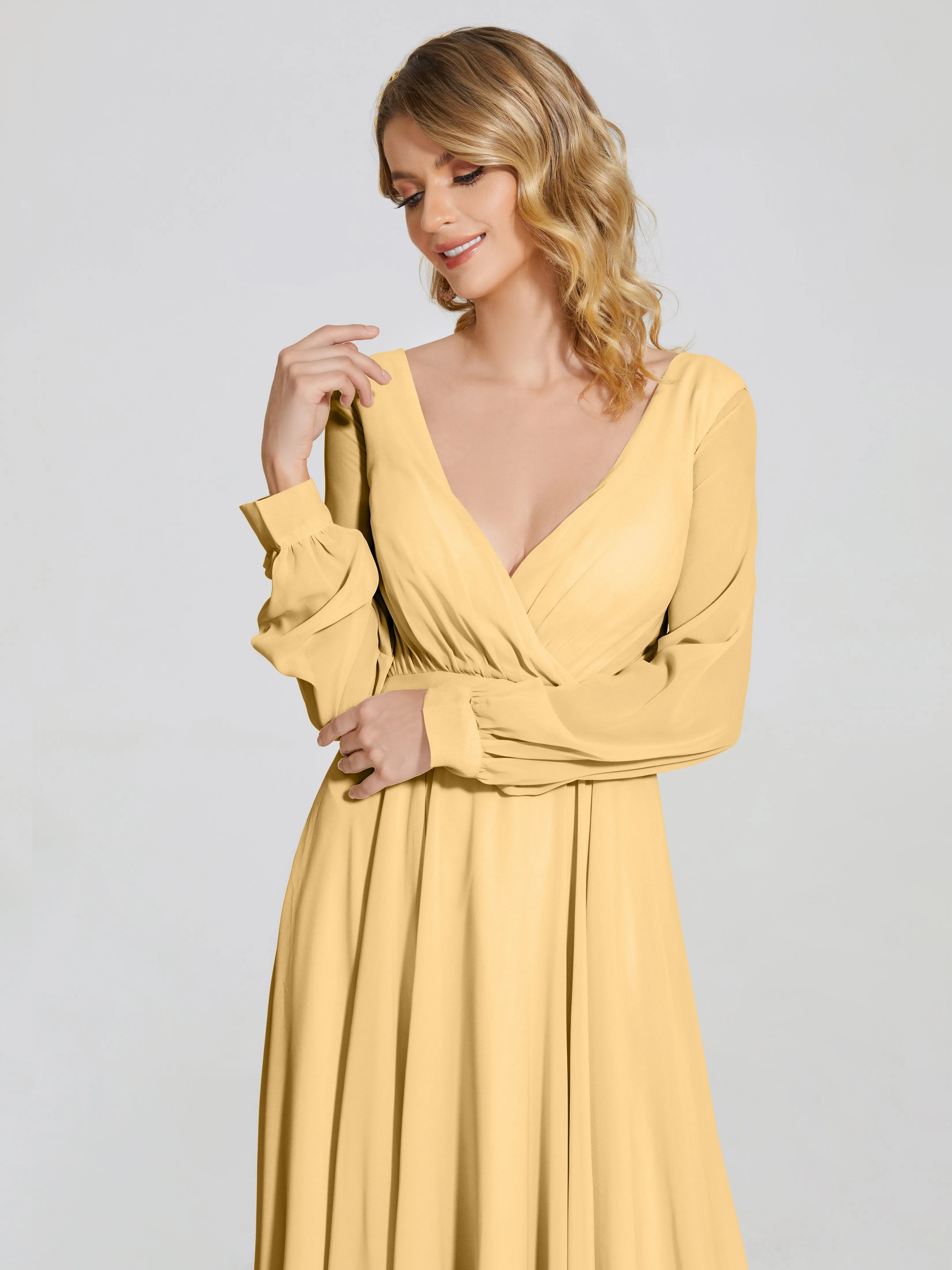 Raegan Simple Long Sleeves Chiffon Mother of the Bride Dress