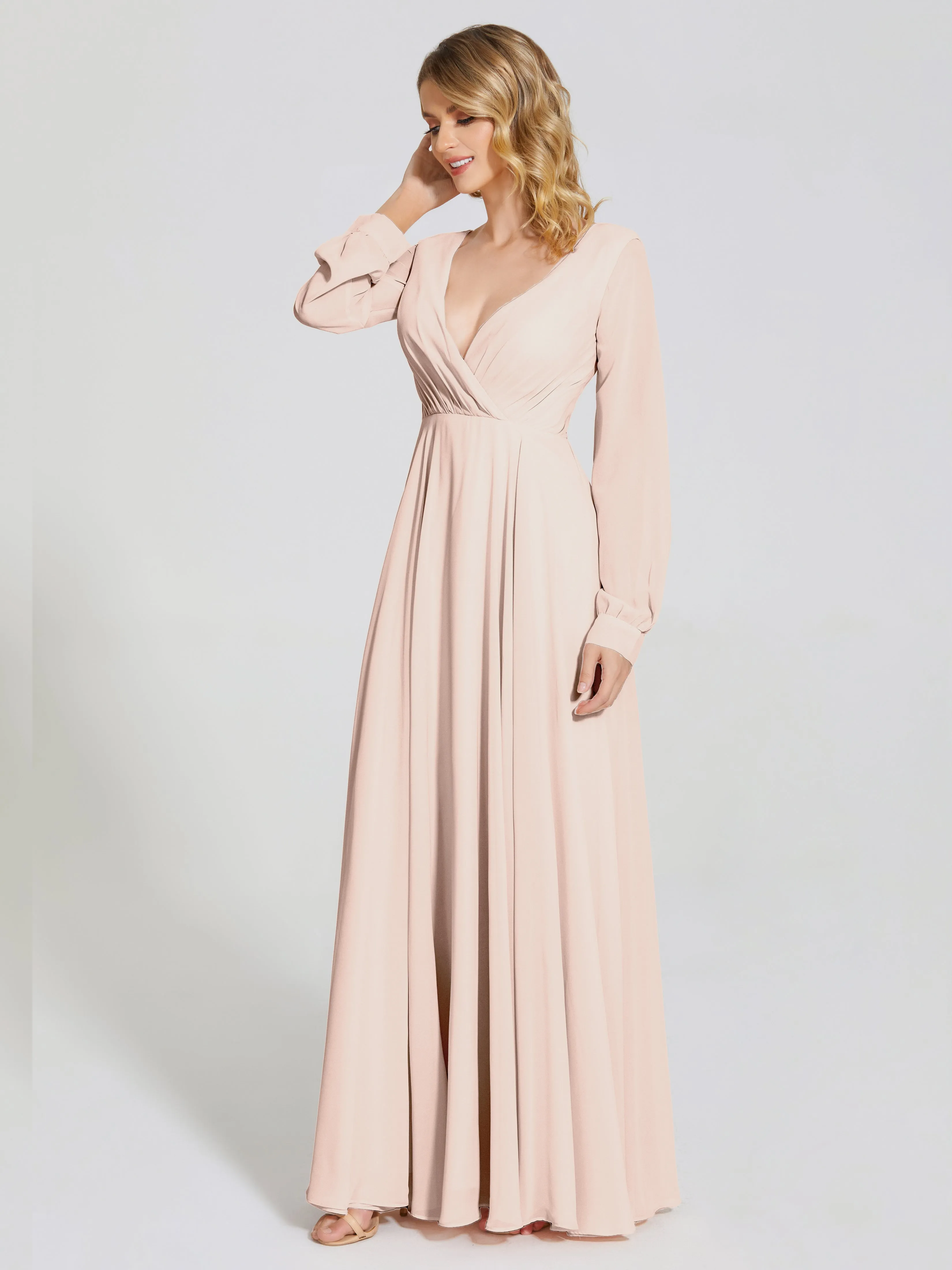 Raegan Simple Long Sleeves Chiffon Mother of the Bride Dress