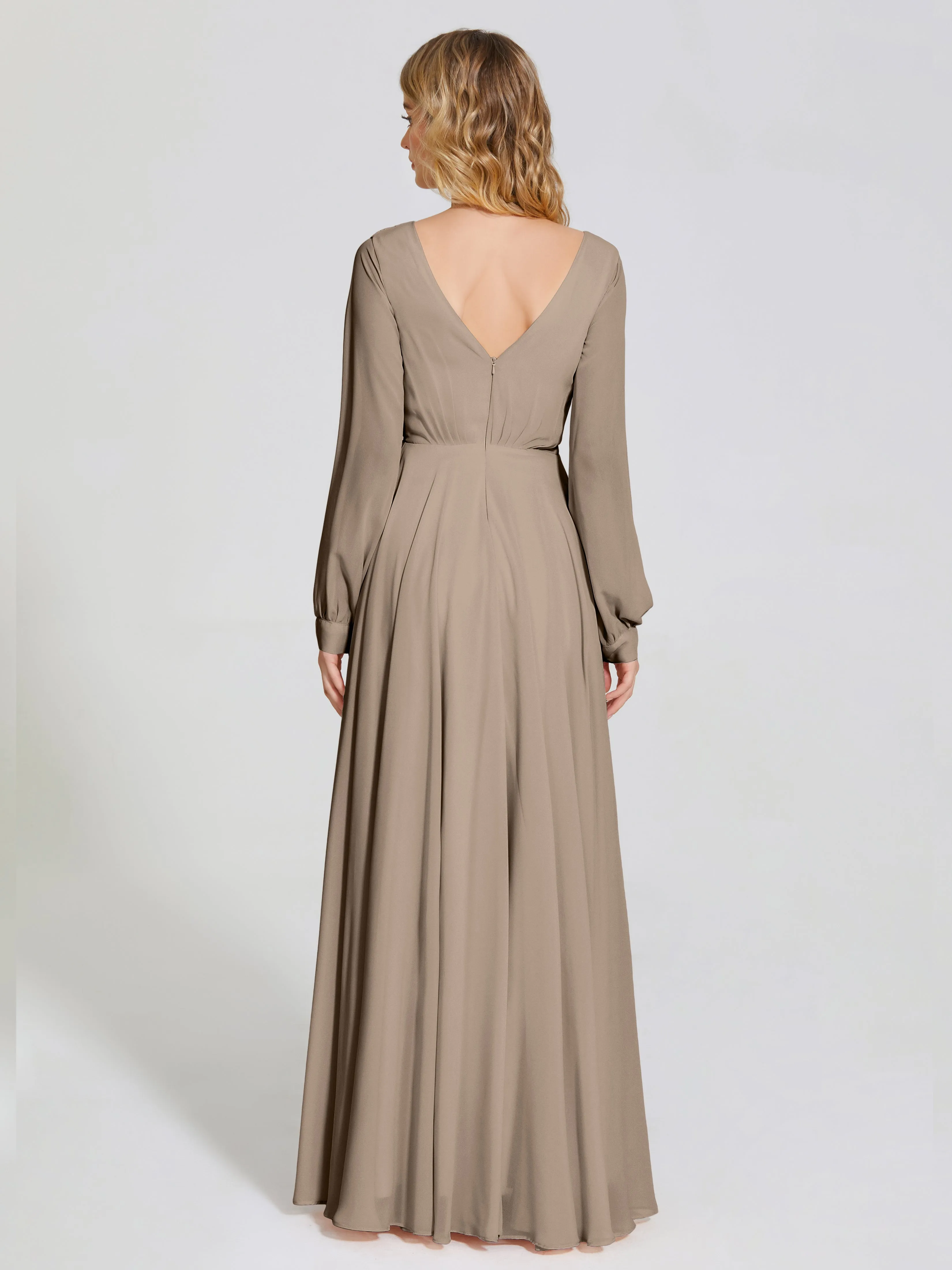 Raegan Simple Long Sleeves Chiffon Mother of the Bride Dress