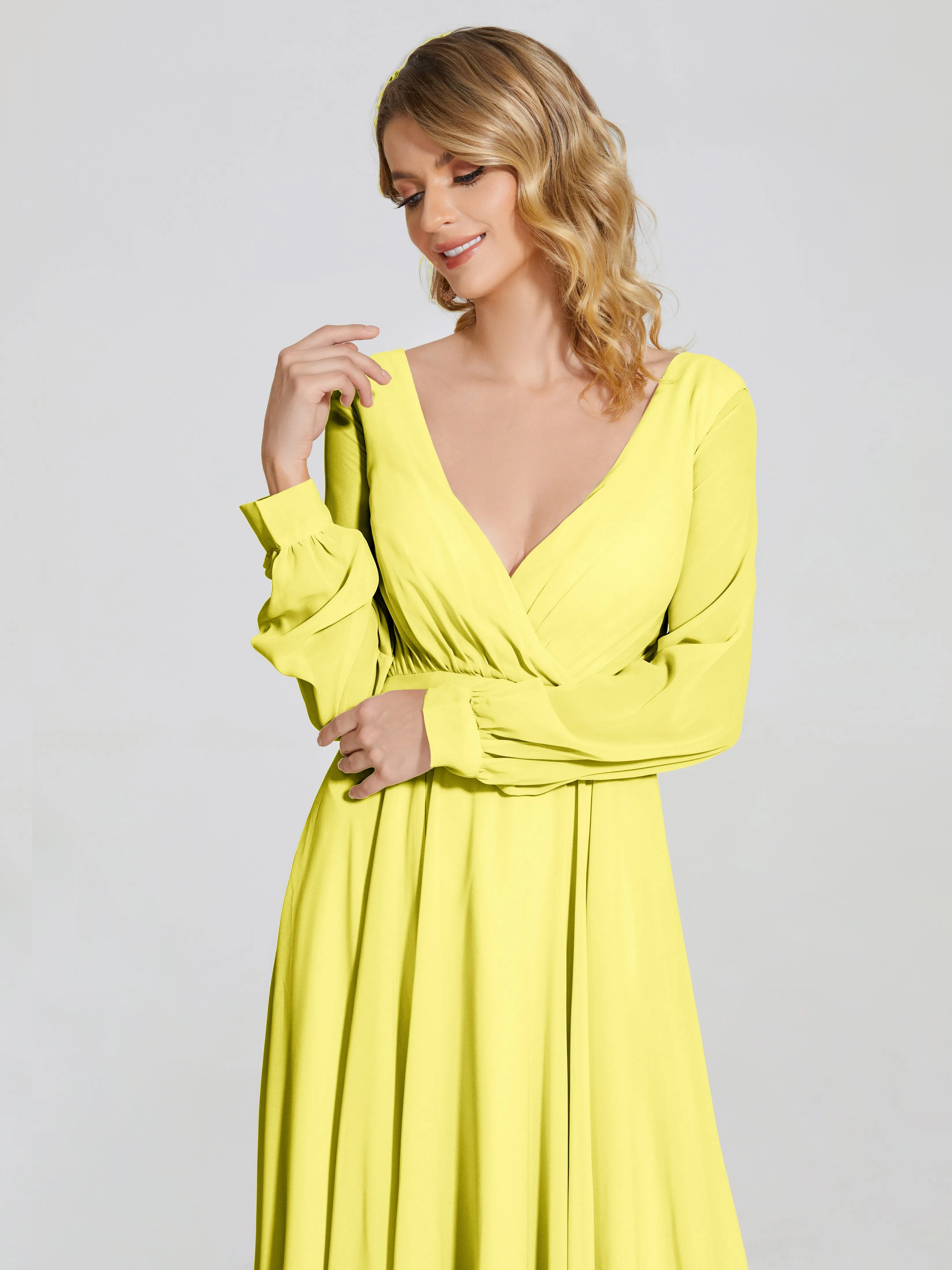 Raegan Simple Long Sleeves Chiffon Mother of the Bride Dress