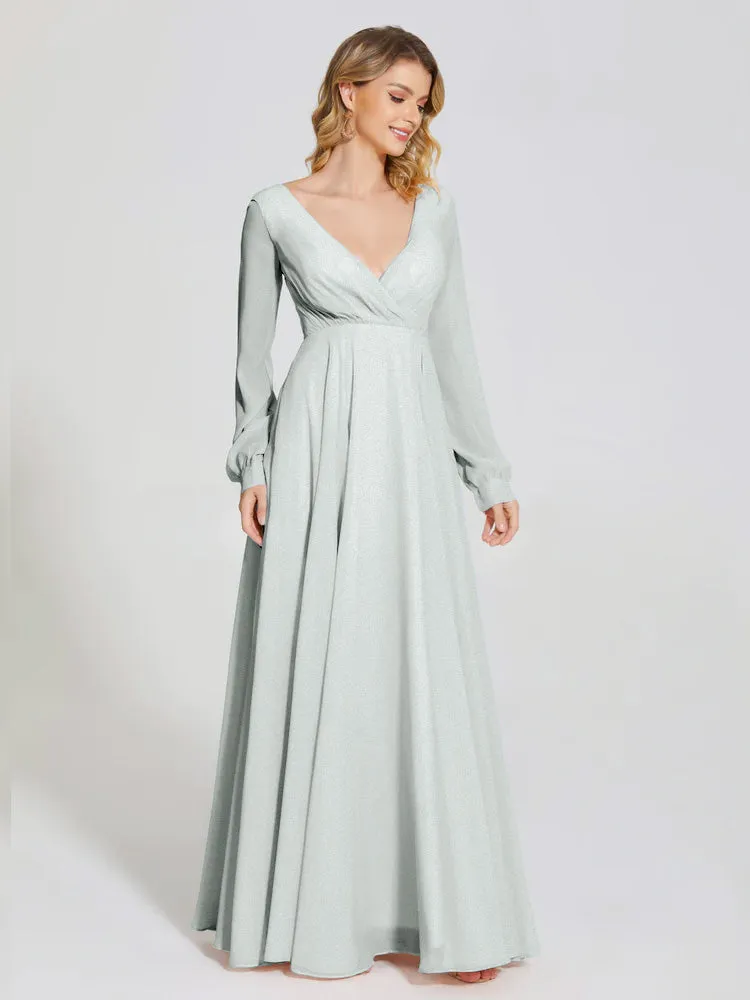 Raegan Simple Long Sleeves Chiffon Mother of the Bride Dress