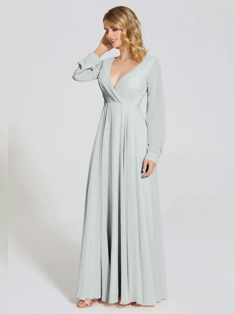 Raegan Simple Long Sleeves Chiffon Mother of the Bride Dress