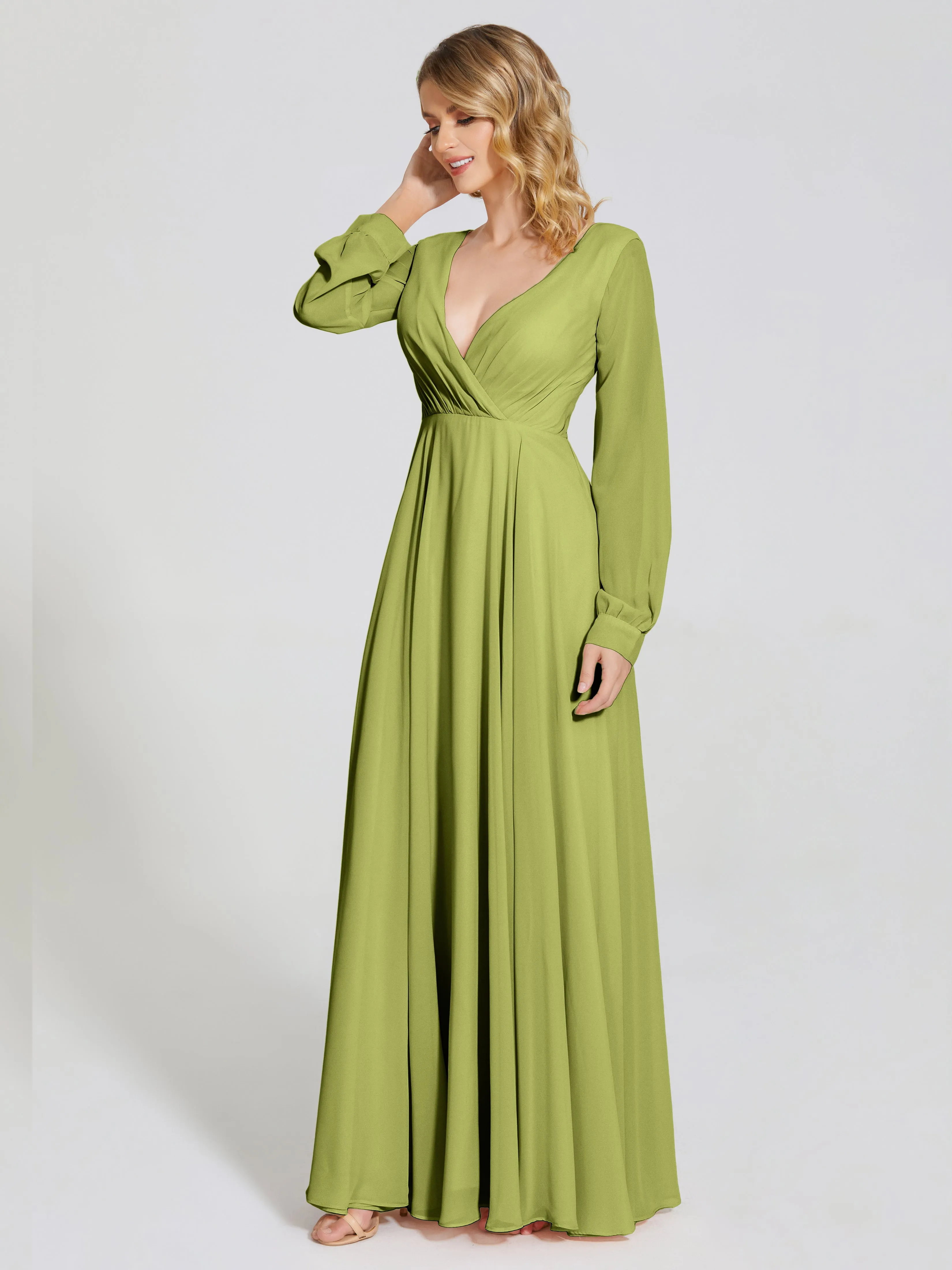 Raegan Simple Long Sleeves Chiffon Mother of the Bride Dress