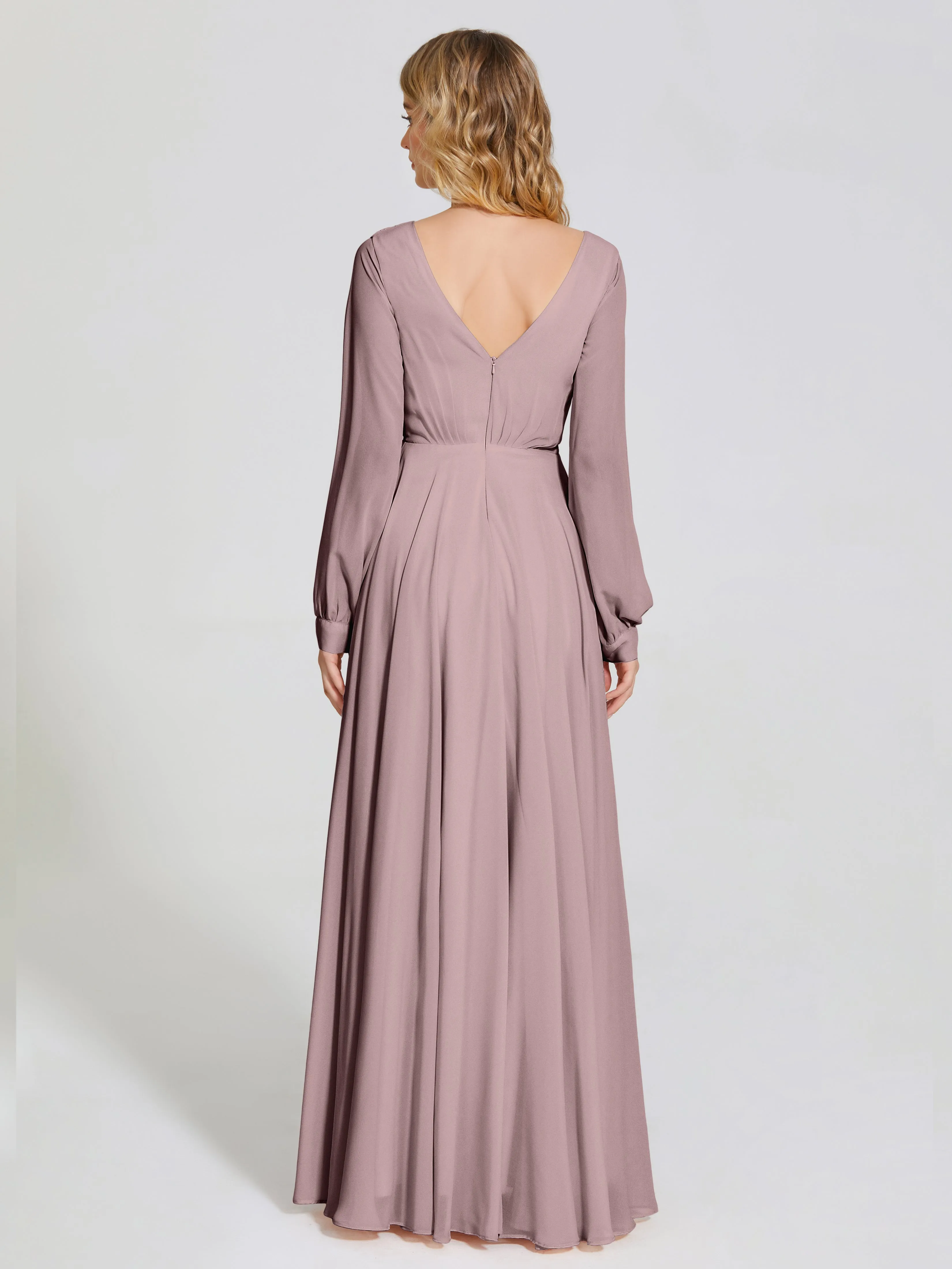 Raegan Simple Long Sleeves Chiffon Mother of the Bride Dress