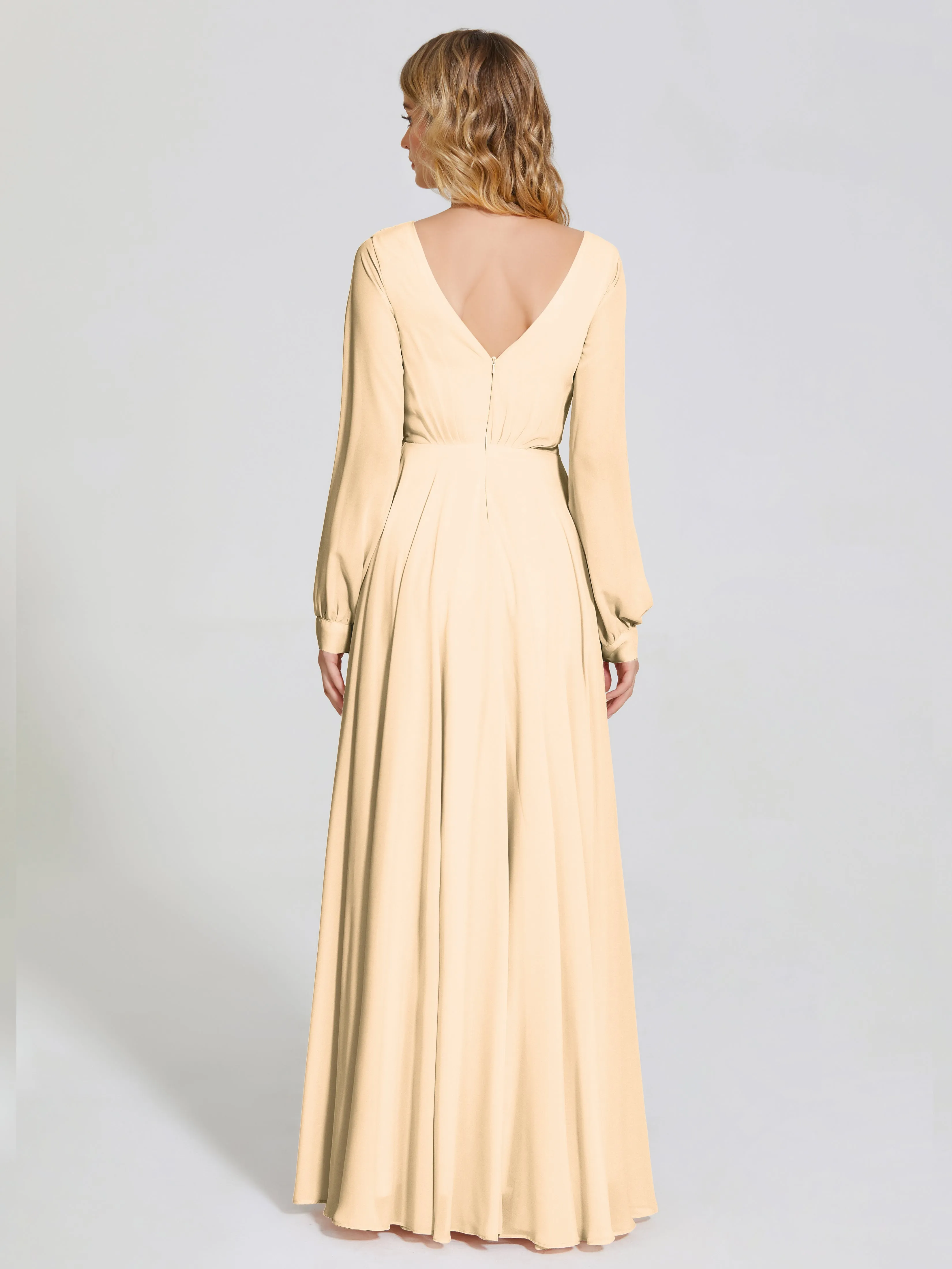 Raegan Simple Long Sleeves Chiffon Mother of the Bride Dress