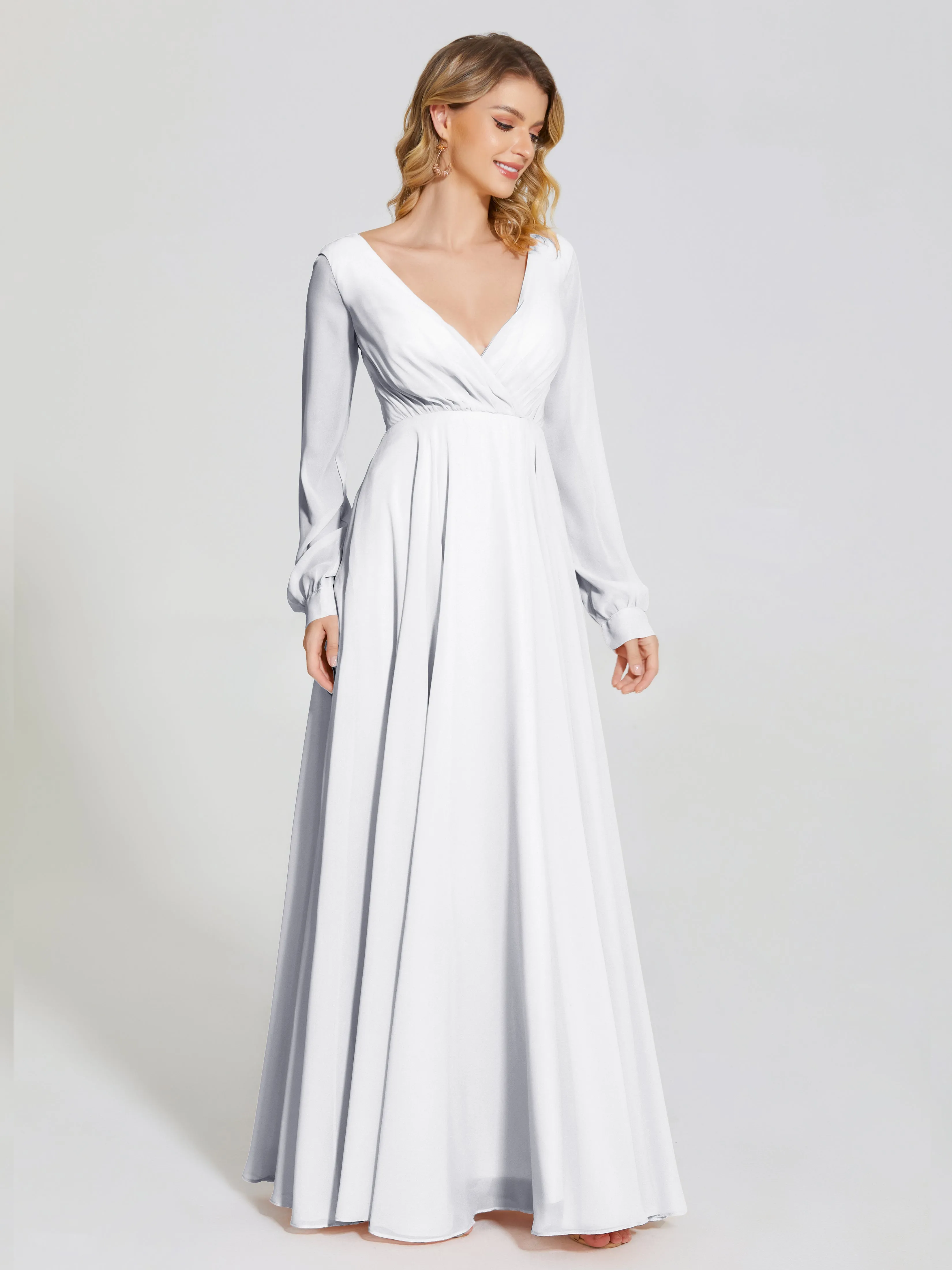 Raegan Simple Long Sleeves Chiffon Mother of the Bride Dress