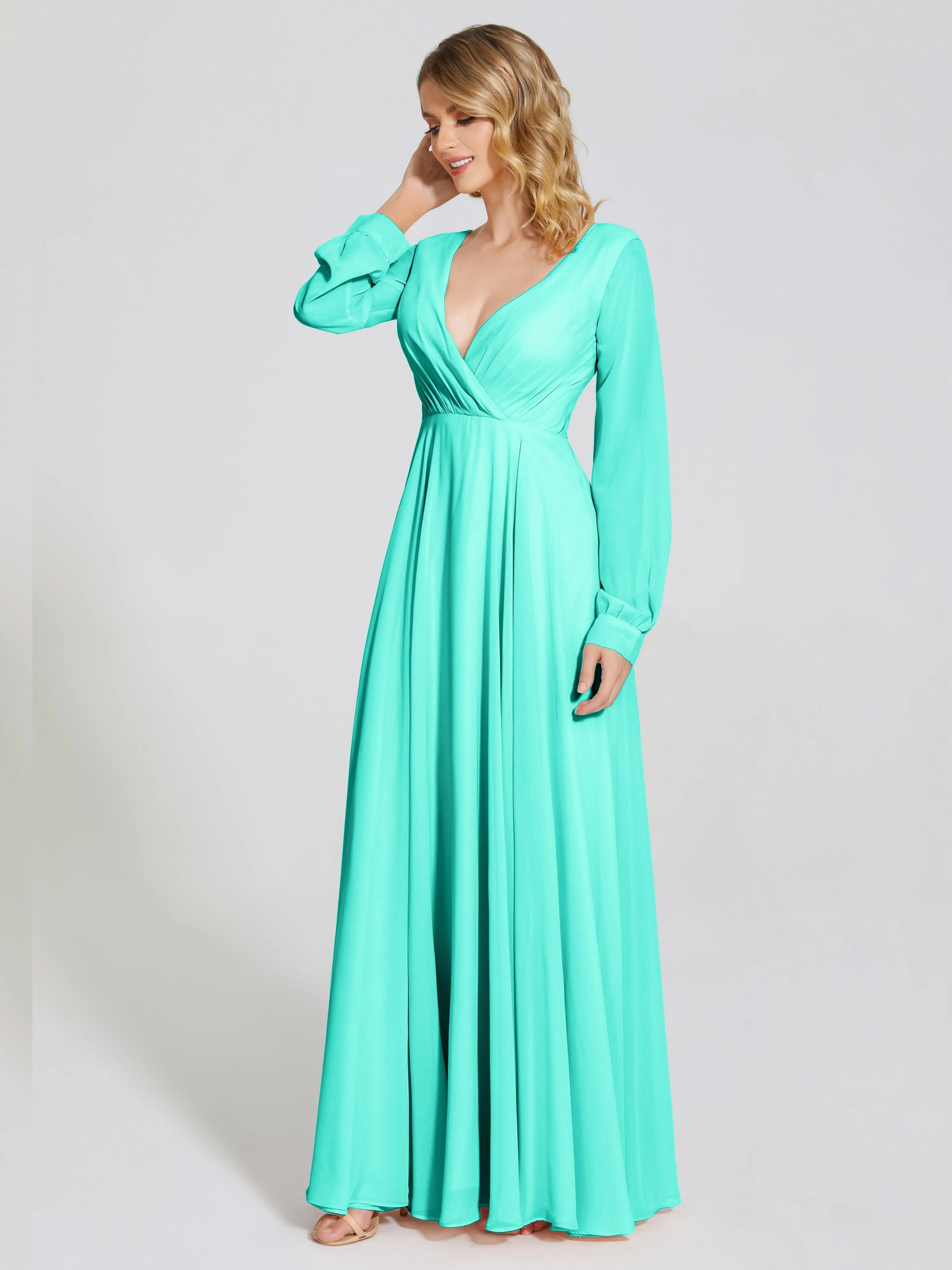 Raegan Simple Long Sleeves Chiffon Mother of the Bride Dress