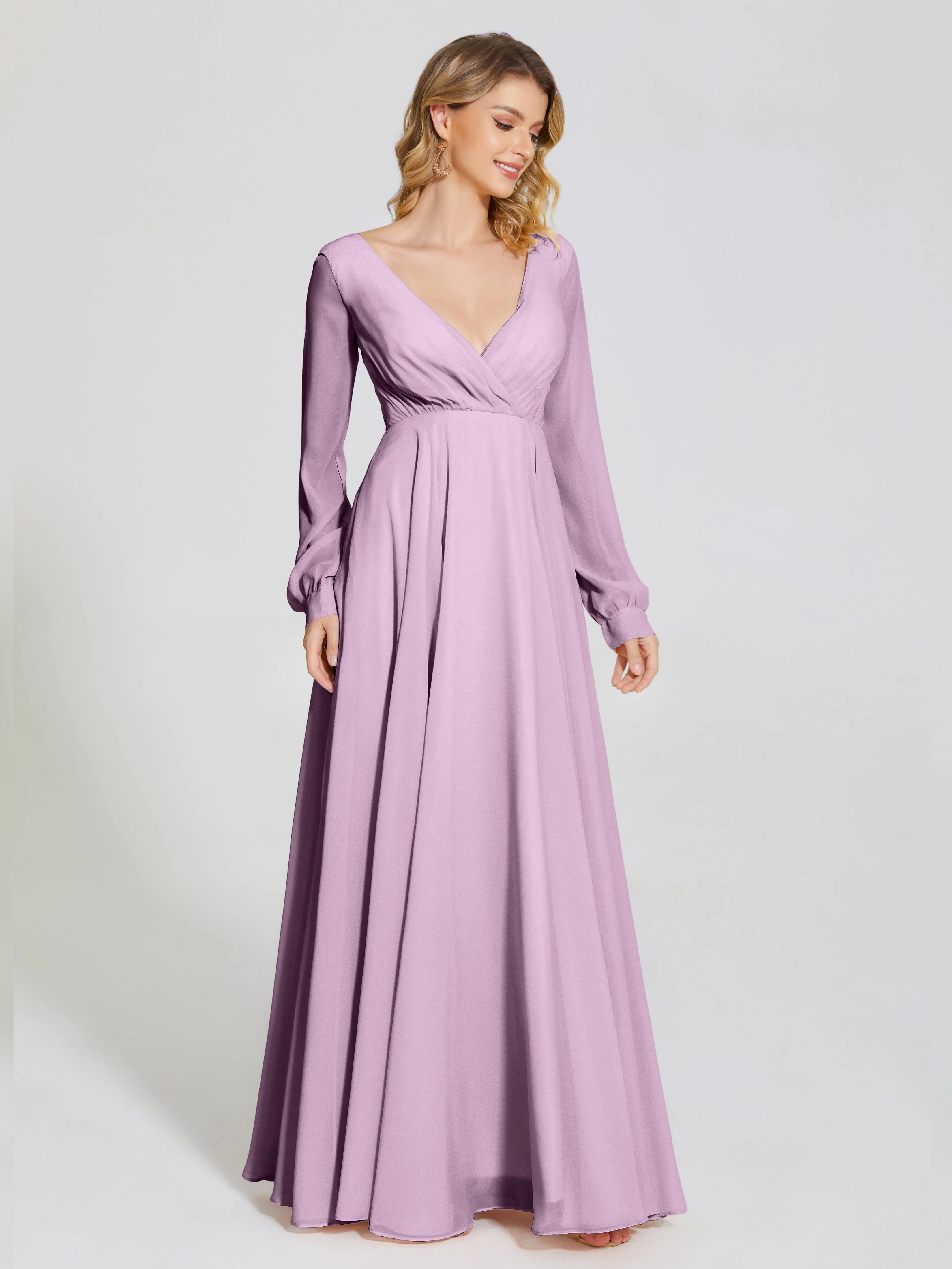 Raegan Simple Long Sleeves Chiffon Mother of the Bride Dress