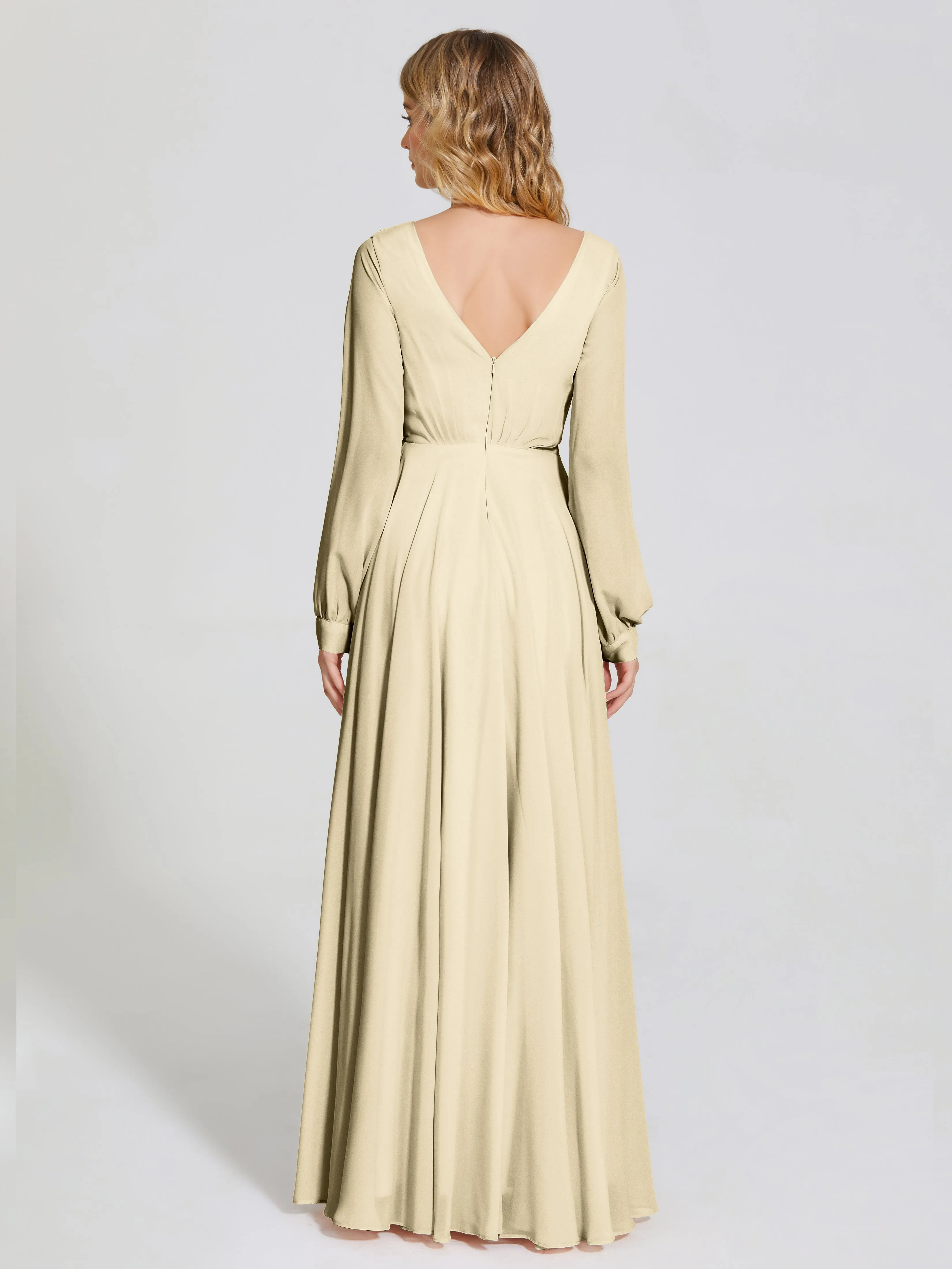 Raegan Simple Long Sleeves Chiffon Mother of the Bride Dress