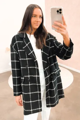 Raya Coat Black Check