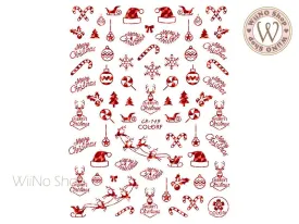 Red Holographic Christmas Adhesive Nail Art Sticker - 1 pc (CB-149RH)