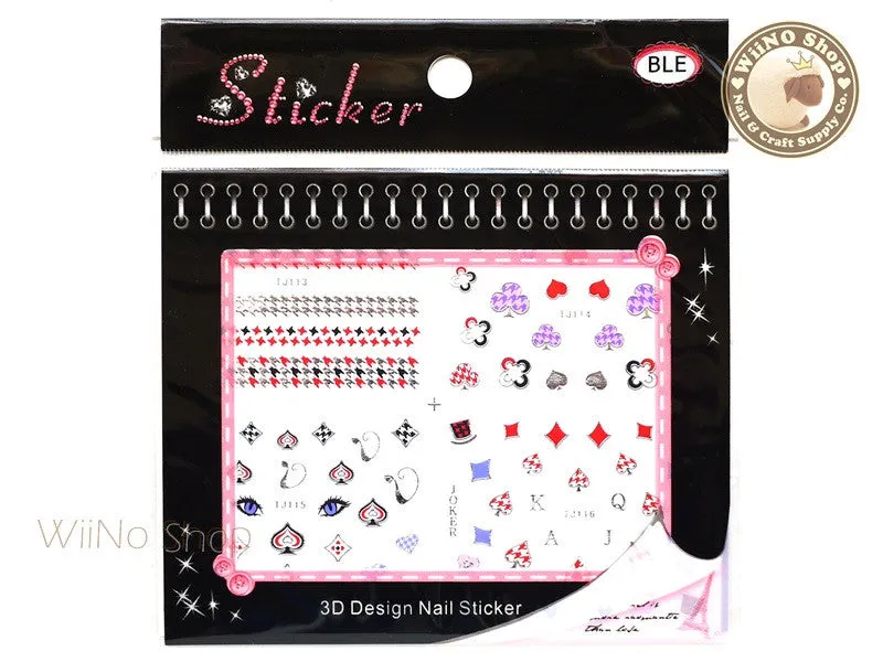 Silver Poker Houndstooth Pattern Adhesive Nail Sticker - 1 pc (TJ113-116S)