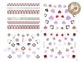 Silver Poker Houndstooth Pattern Adhesive Nail Sticker - 1 pc (TJ113-116S)