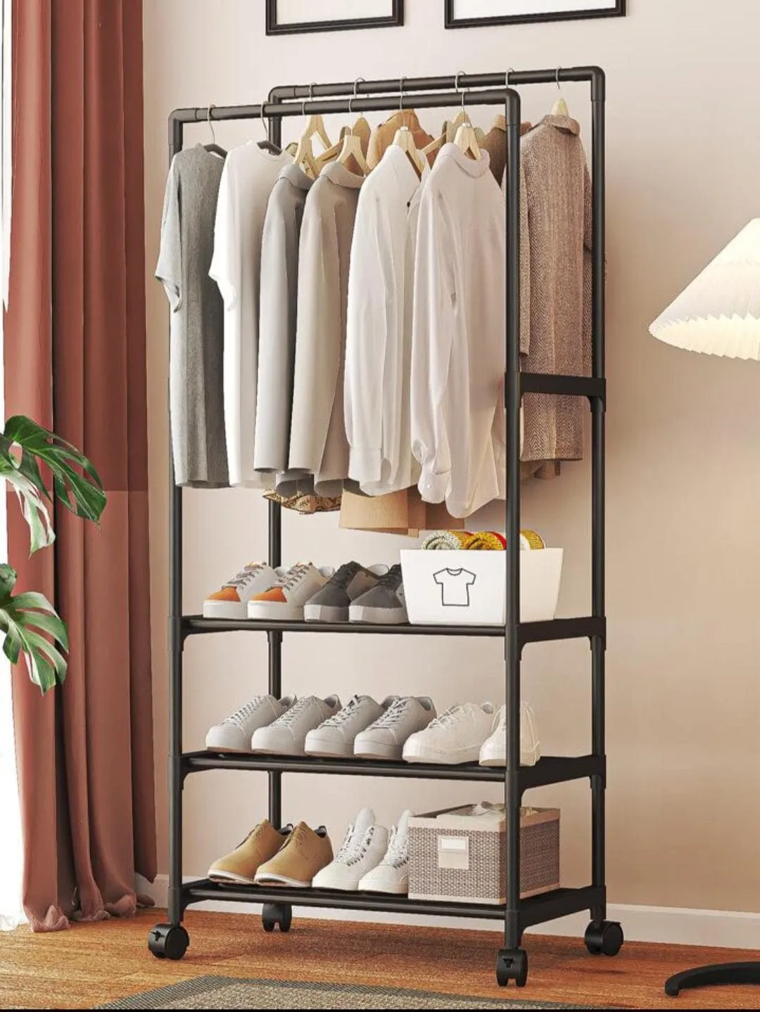 Simple Indoor Double Pole Coat Rack