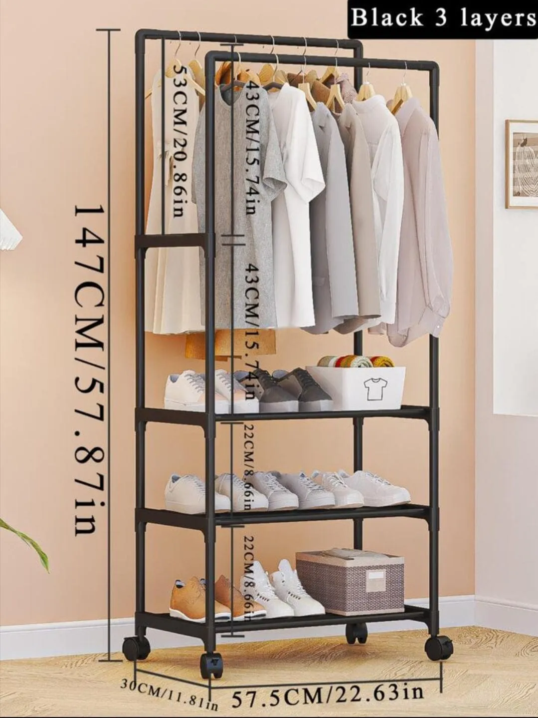 Simple Indoor Double Pole Coat Rack