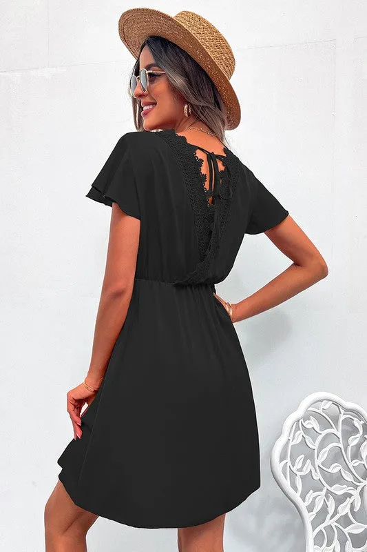 Simple Solid Dress - Black