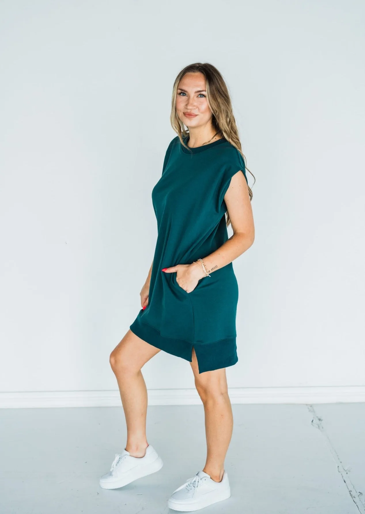 Simple Times Dress - Forest Green