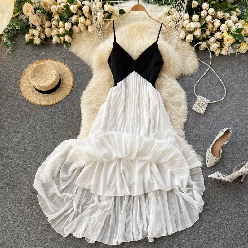 Simple V-neck short dress fashion dress     S297