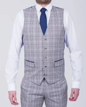 Skopes Whittington Slim Fit Tall Waistcoat (stone/navy check)