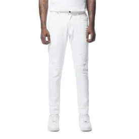 Slim Tapered Rip & Repaired Jeans - White