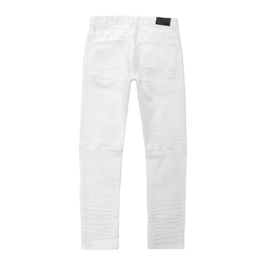 Slim Tapered Rip & Repaired Jeans - White