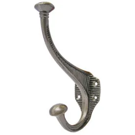 Striped hat and coat hook 6" in cast iron