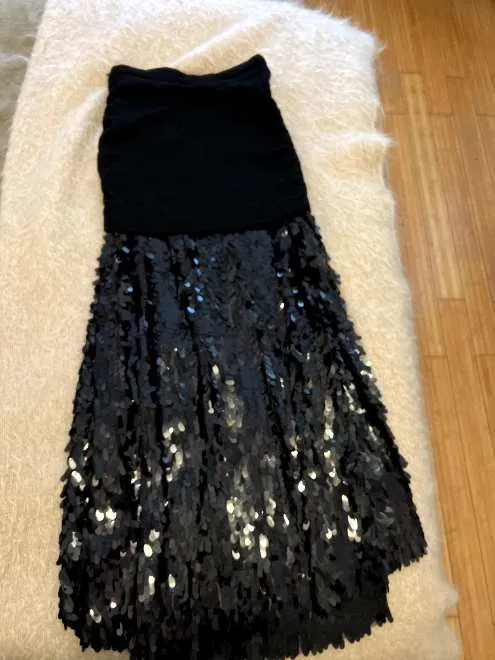 Tears Sequins Glare A-Line Skirt