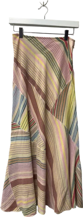 TopShop Multicoloured Striped Midi Skirt UK 8