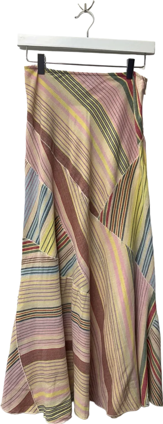 TopShop Multicoloured Striped Midi Skirt UK 8