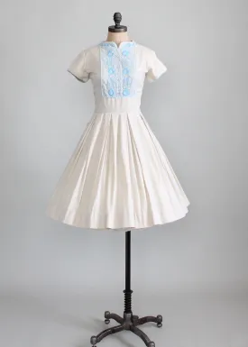 Vintage 1960s Embroidered Cotton Day Dress