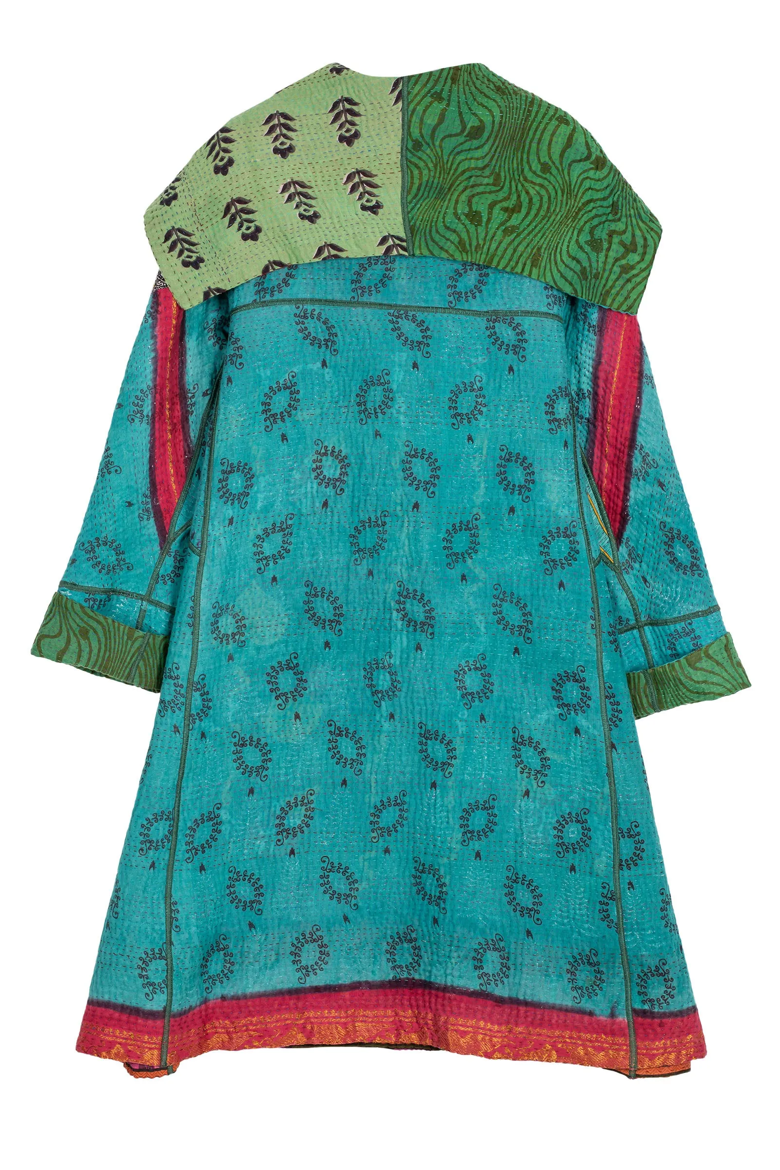 VINTAGE COTTON KANTHA A-LINE COAT - cv4309-0053a -