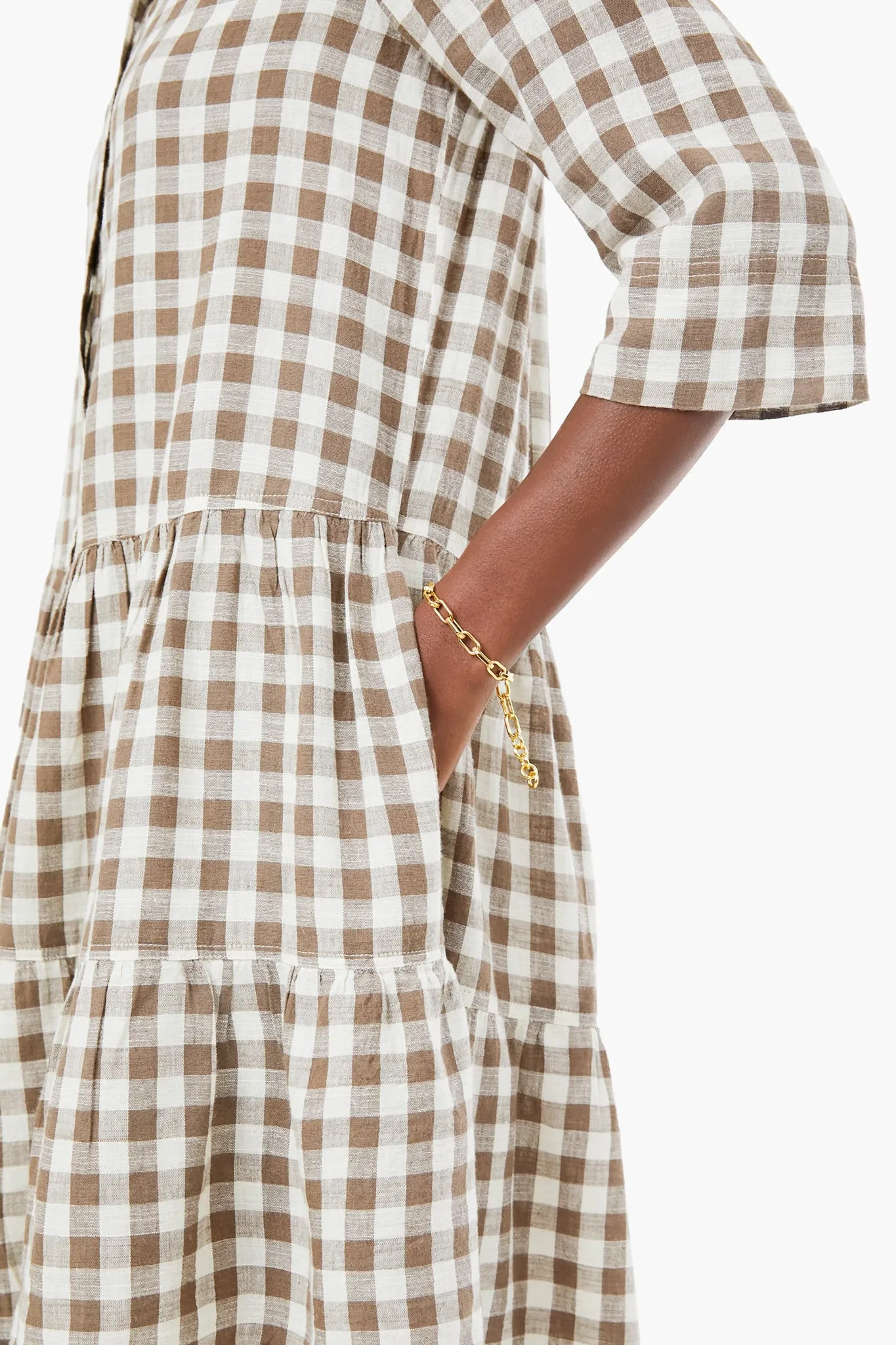 Walnut Gingham Maurino Drop Waist Mini