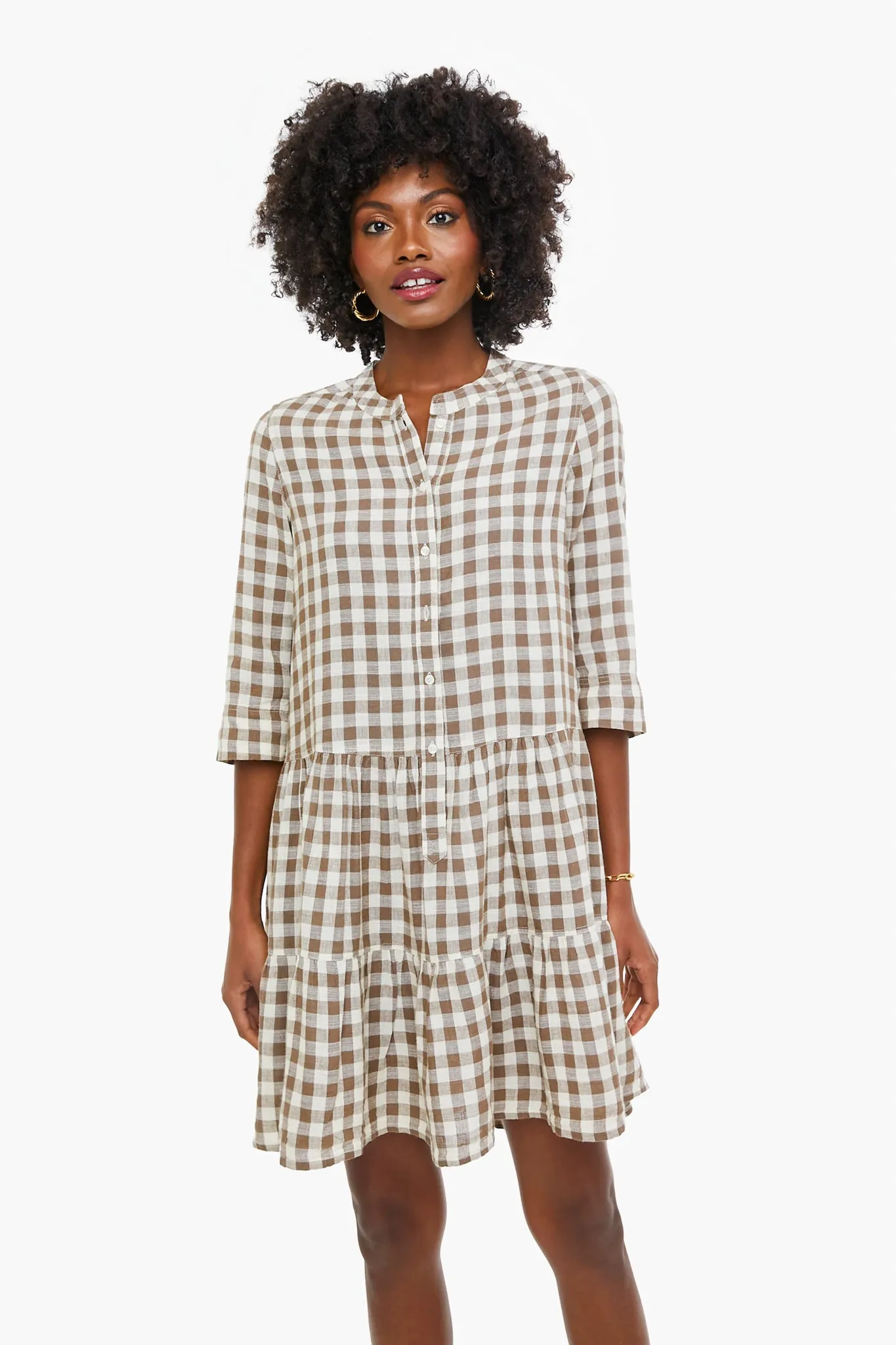 Walnut Gingham Maurino Drop Waist Mini