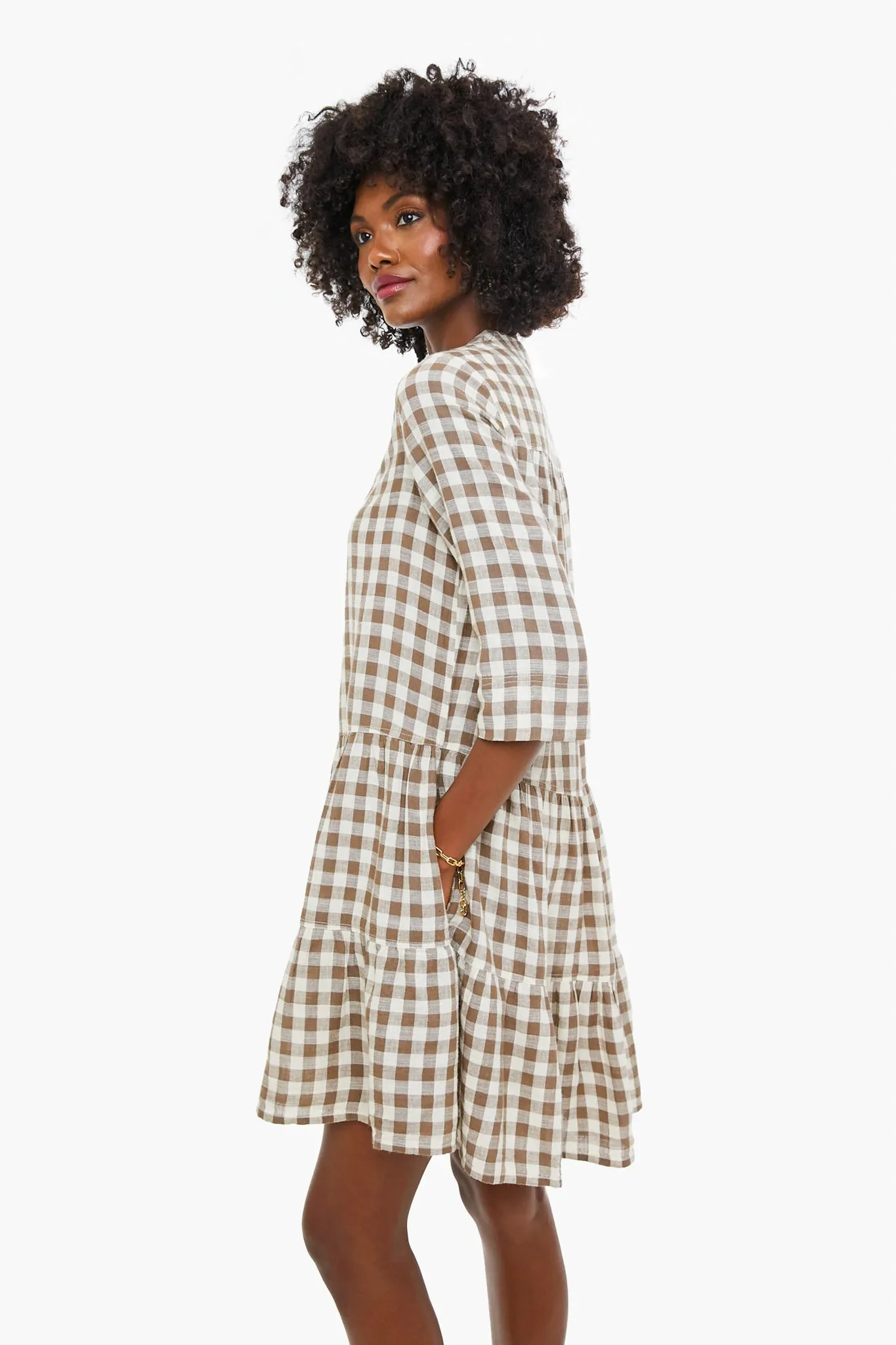 Walnut Gingham Maurino Drop Waist Mini